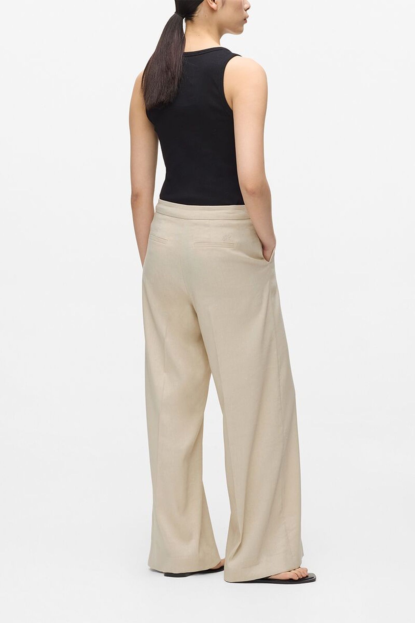 WIDE LEG MELANGE PANTS SAFARI 3