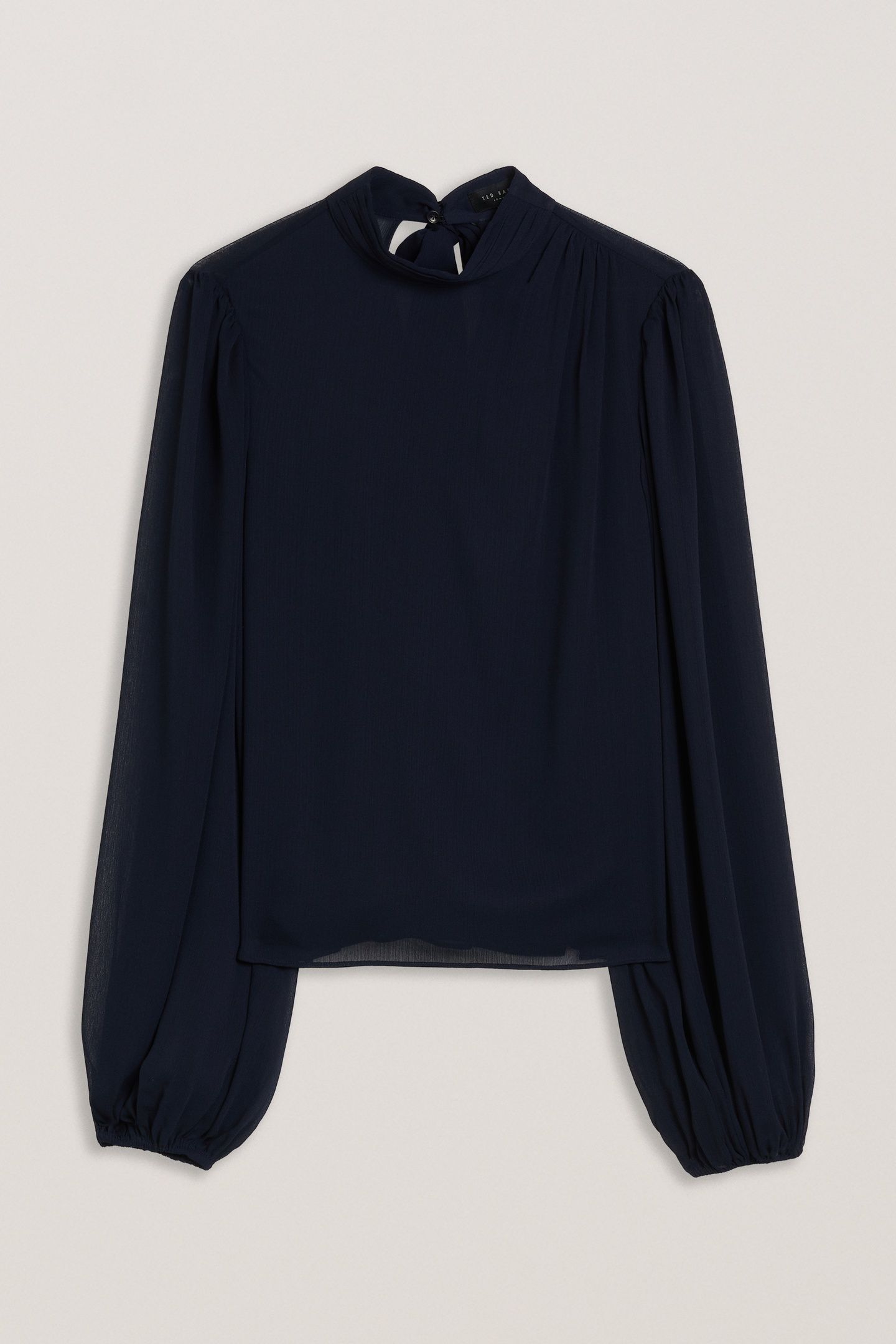 DEERDRA LONG SLEEVE PLEATED TOP NAVY 3