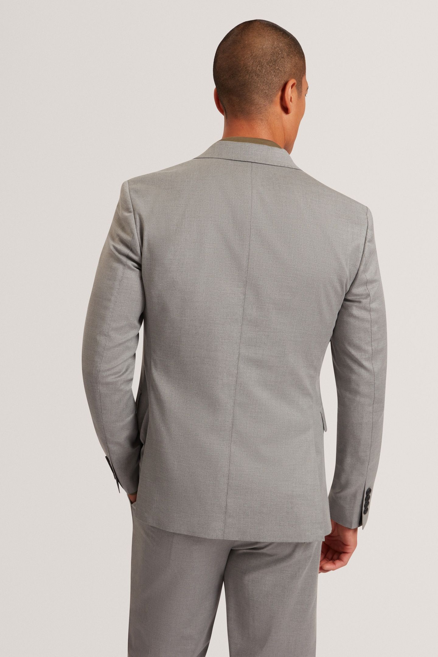 SLIM FIT WOOL BLEND SUIT BLAZER GREY 2