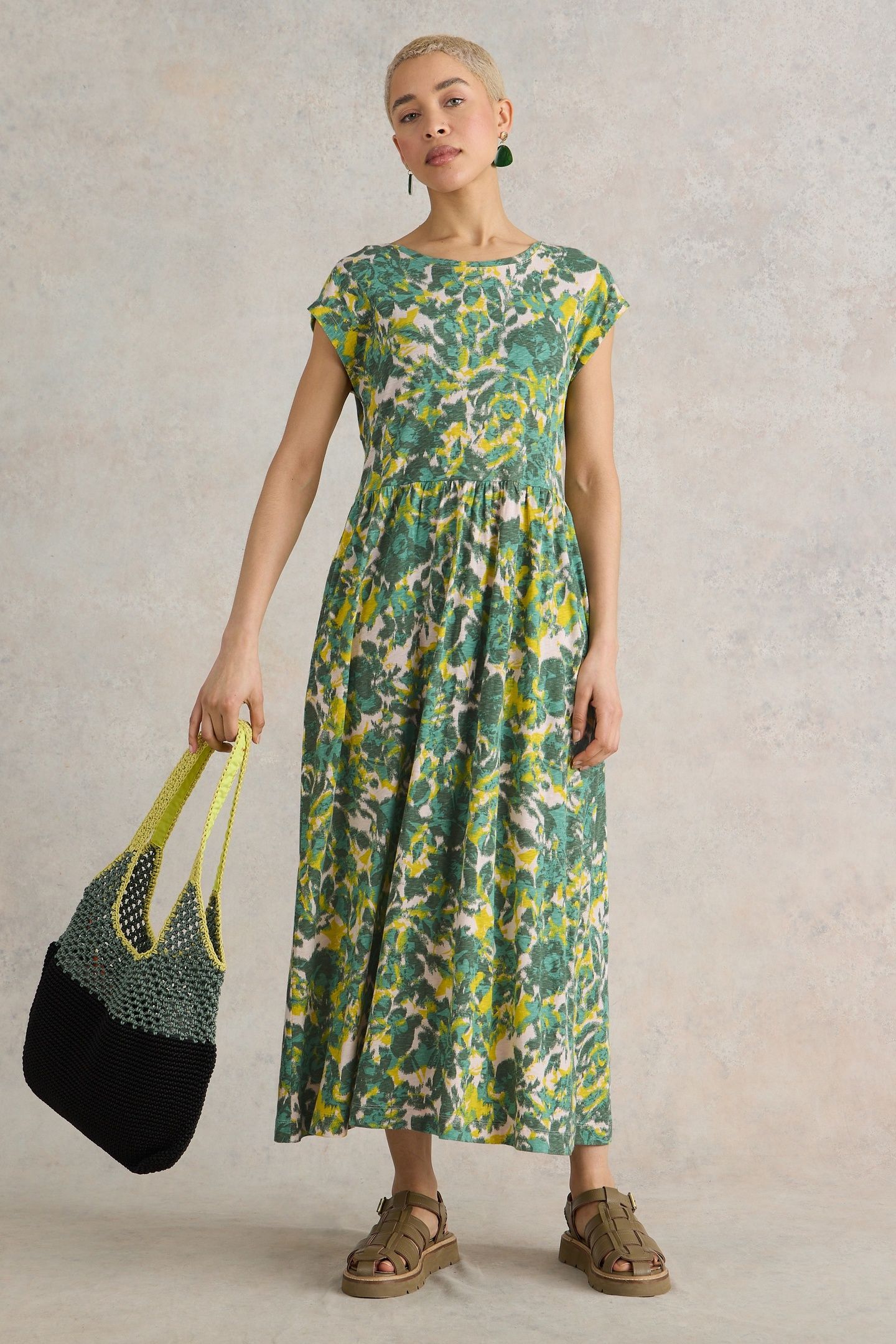 ADDISON COTTON JERSEY DRESS TEAL PR 2