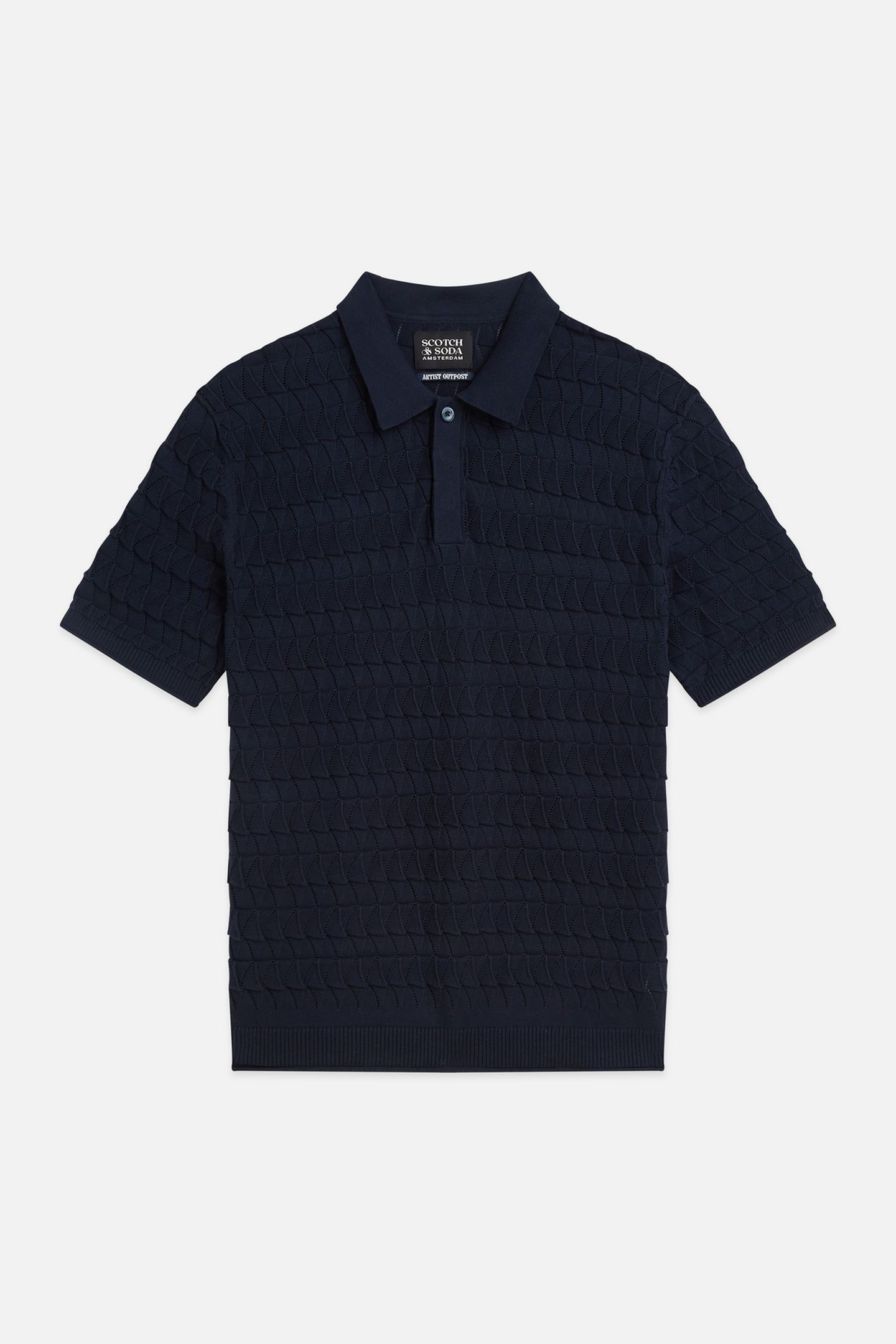 POINTELLE KNITTED REGULAR FIT POLO NAVY 4