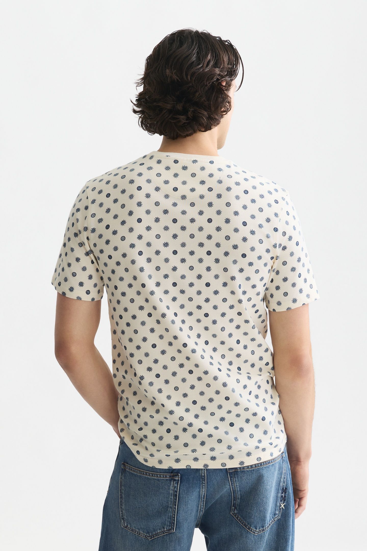 MICRO-PRINTED REGULAR-FIT T-SHIRT LIGHT BEIGE 2