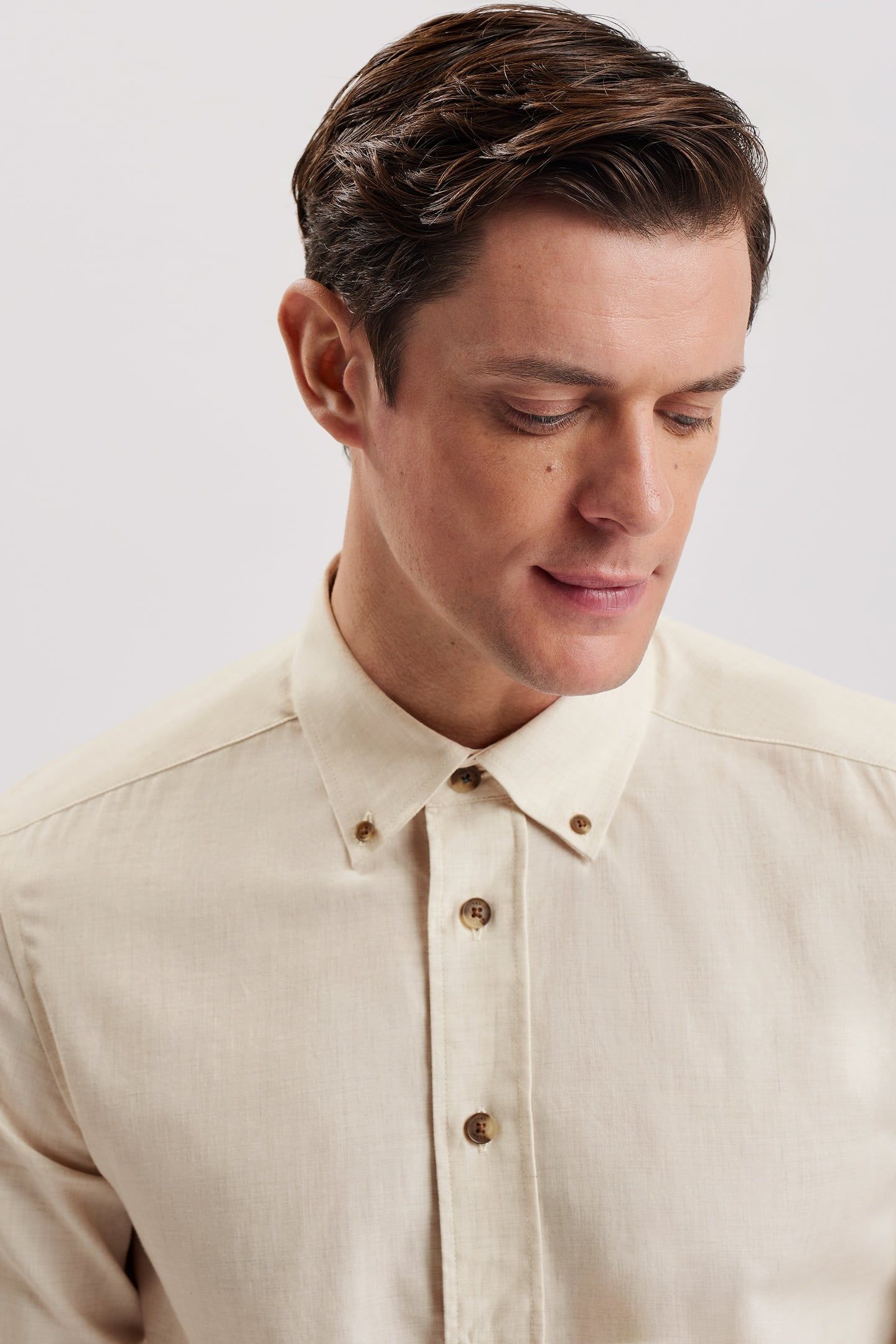 KILLYAN LS REGULAR BRUSHED COTTON SHIRT ECRU 5