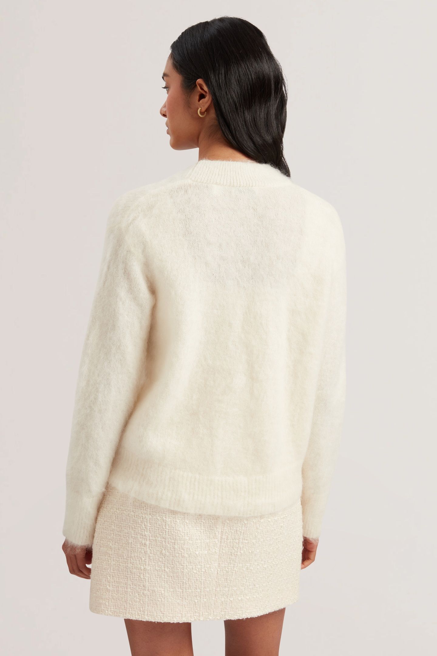 ABEYYY ROSE BUTTON V NECK CARDIGAN IVORY 2