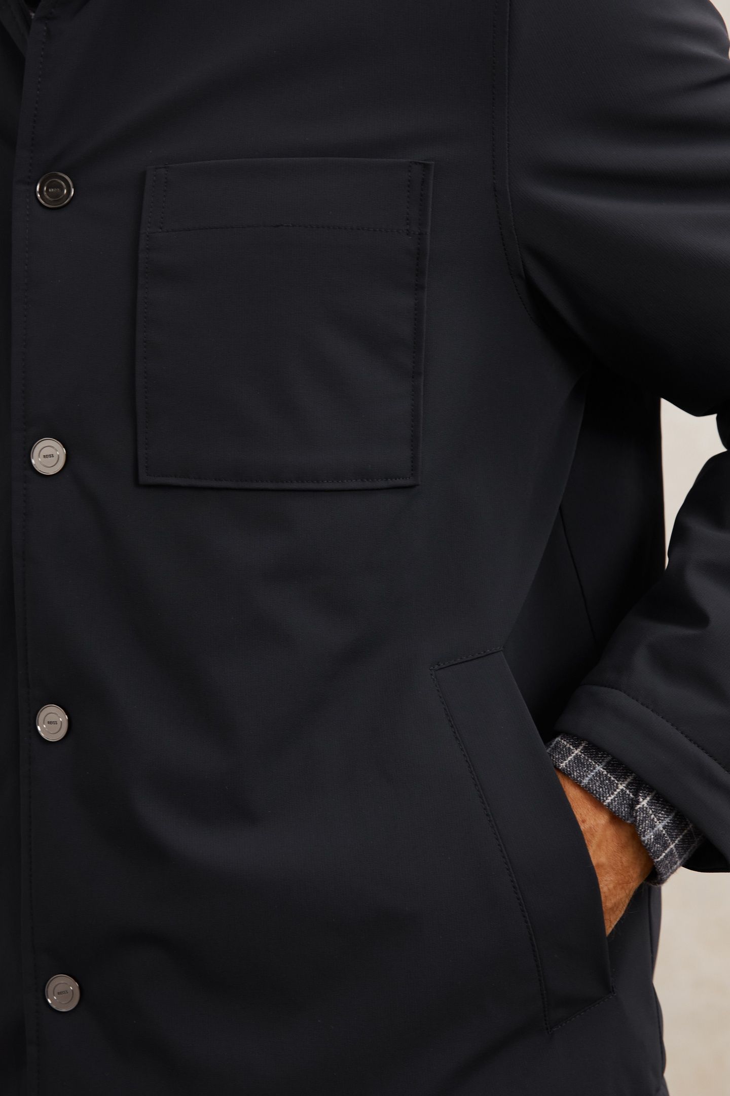 LS NYLON PATCH POCKET OVERSHIRT NAVY 5