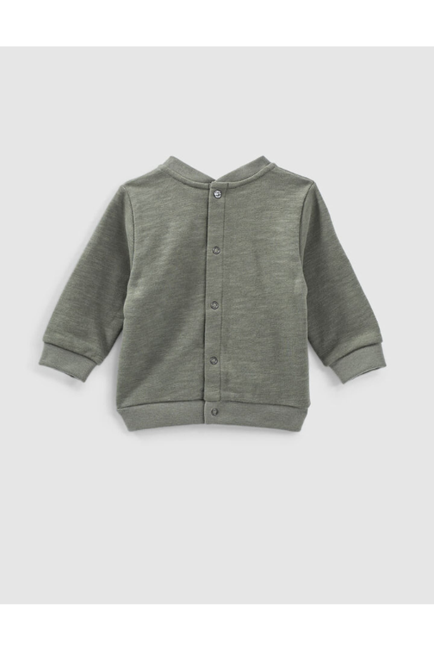 LIGHT KHAKI EMBROIDERED SKULL SWEATSHIRT IN ORGANIC BABY FLE 2