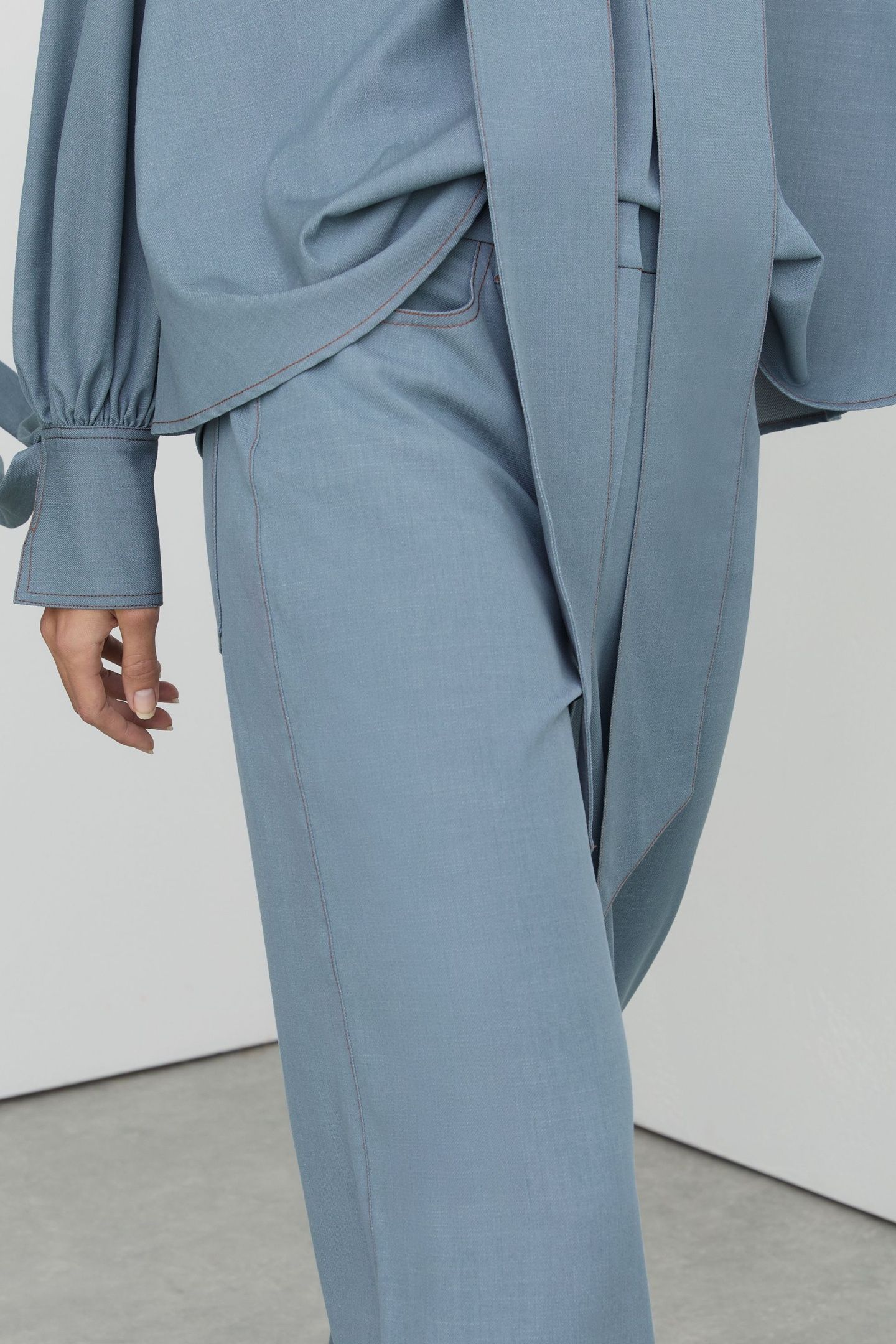DENIM LOOK WIDE LEG TROUSER LIGHT BLUE 6