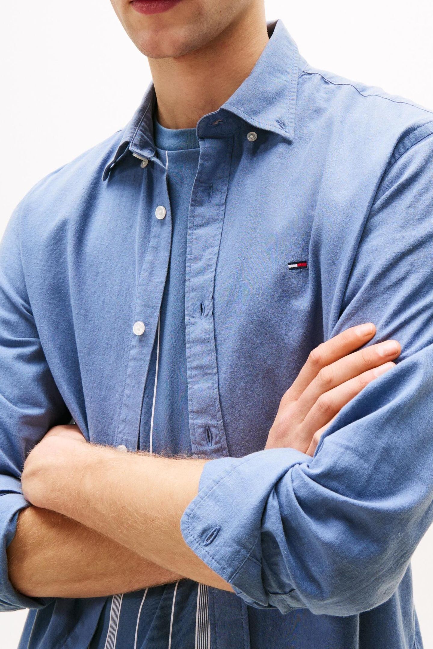 TJM REG LINEN BLEND BLUE MOMENT 5