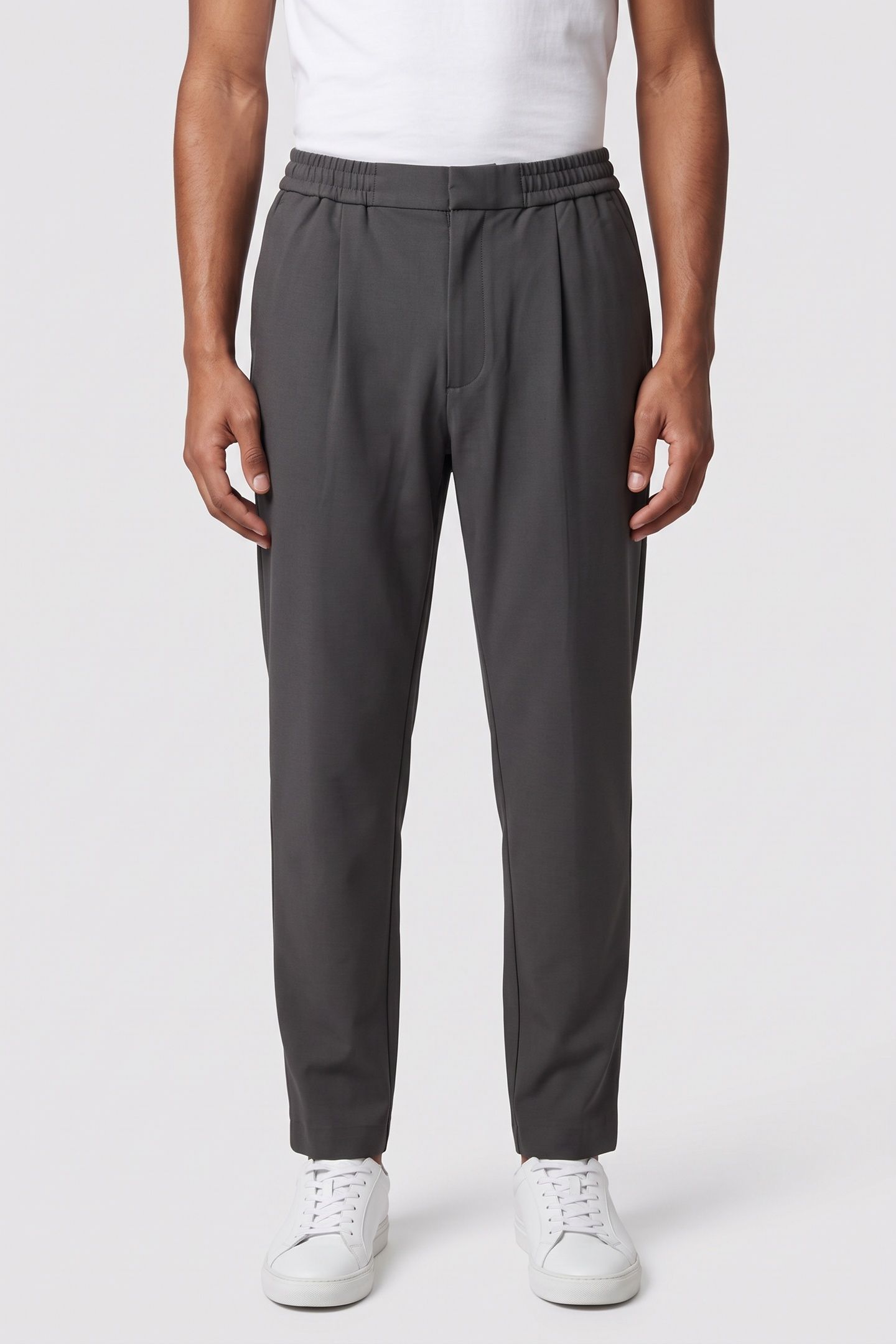 SLIM TAPERED KNIT PANTS DARK GREY 1
