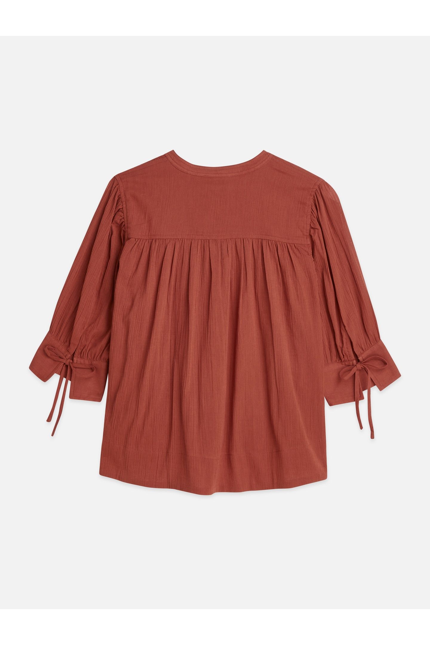 RELAXED BLOUSE WITH GATHERS BURNT HENNA 5