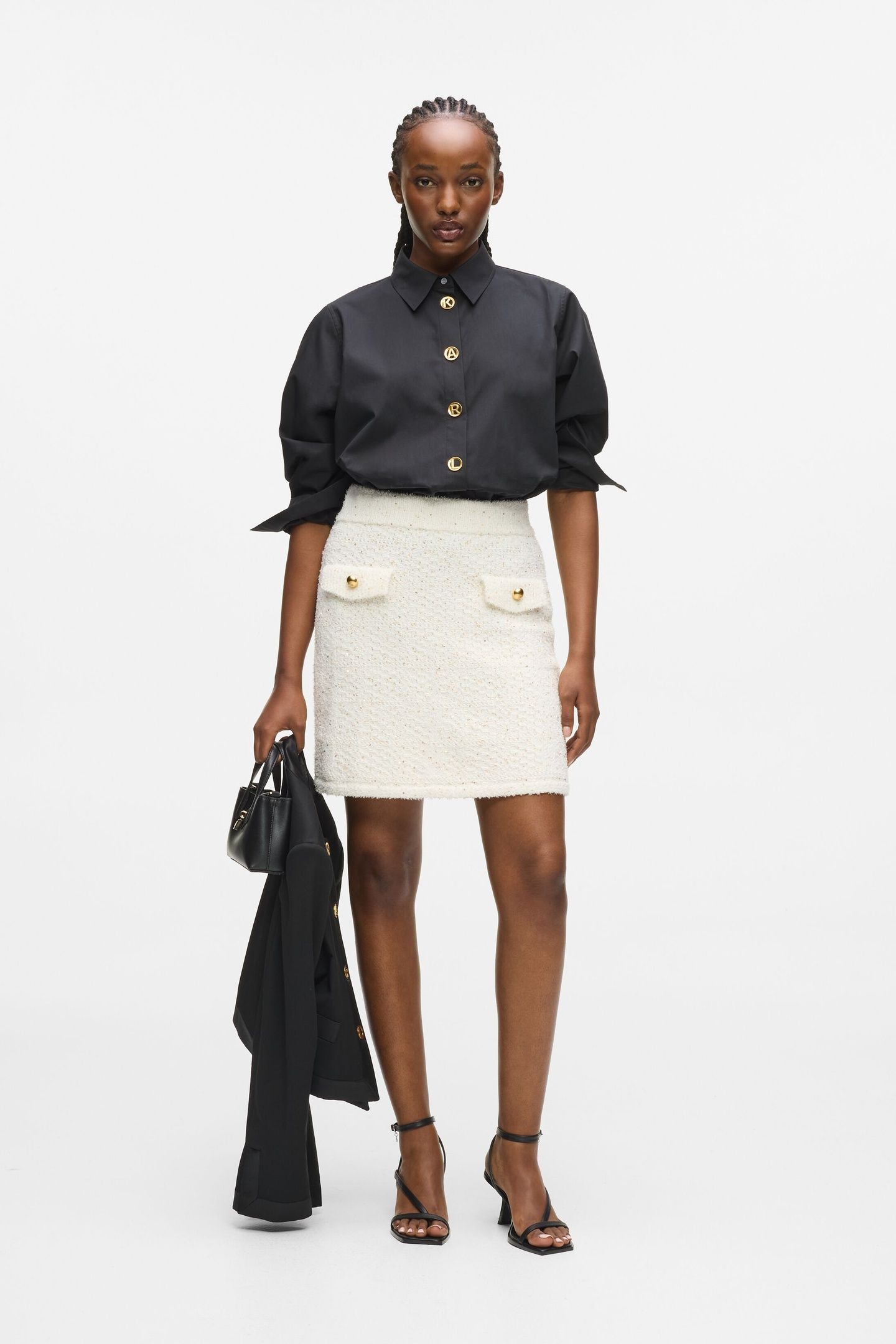 BOUCLE KNIT SKIRT CANNOLI CREAM 1