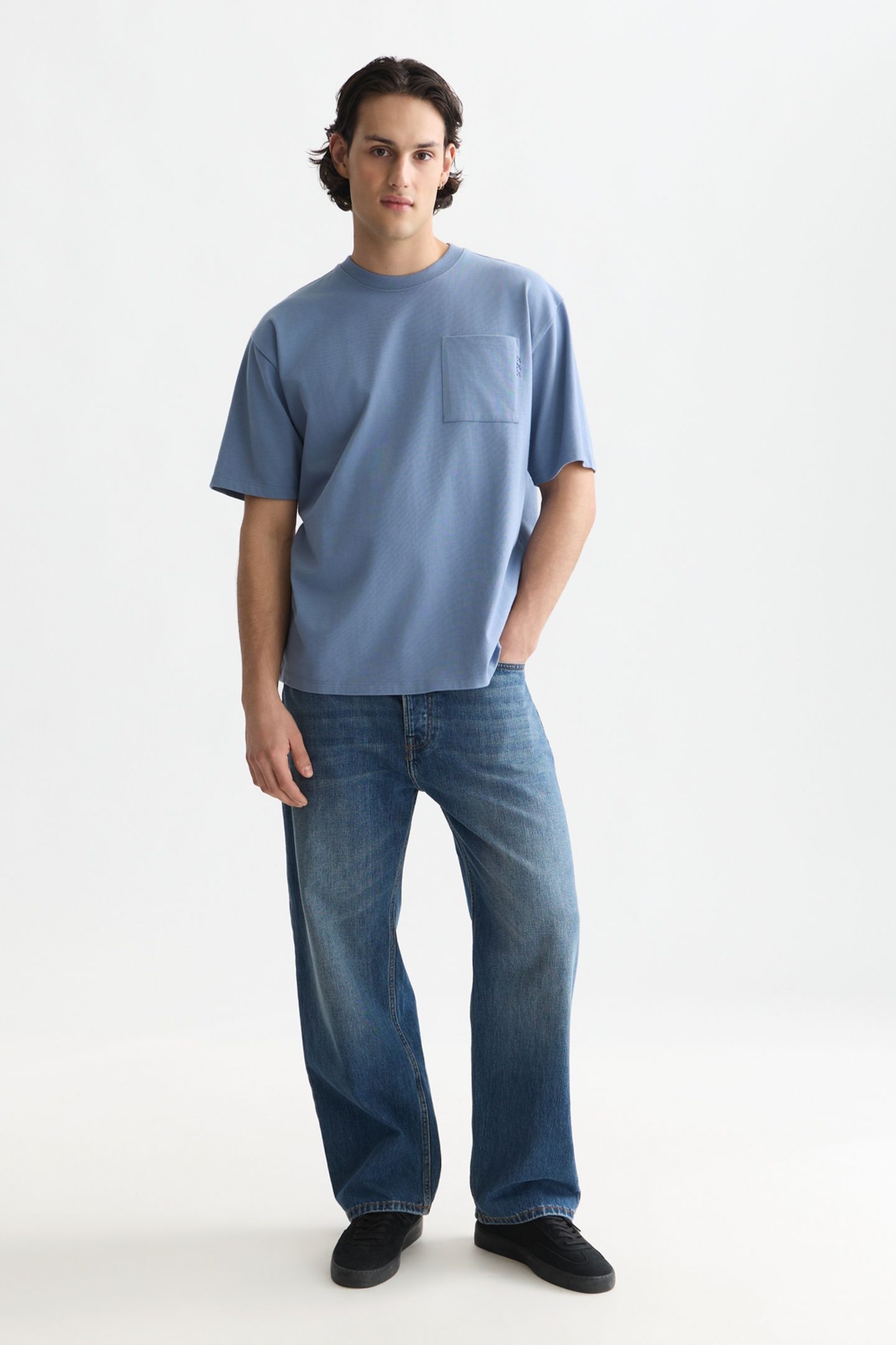SEASONAL CORE 3 CROSSES CHEST POCKET LOOSEFIT TSHIRT NAVY 3