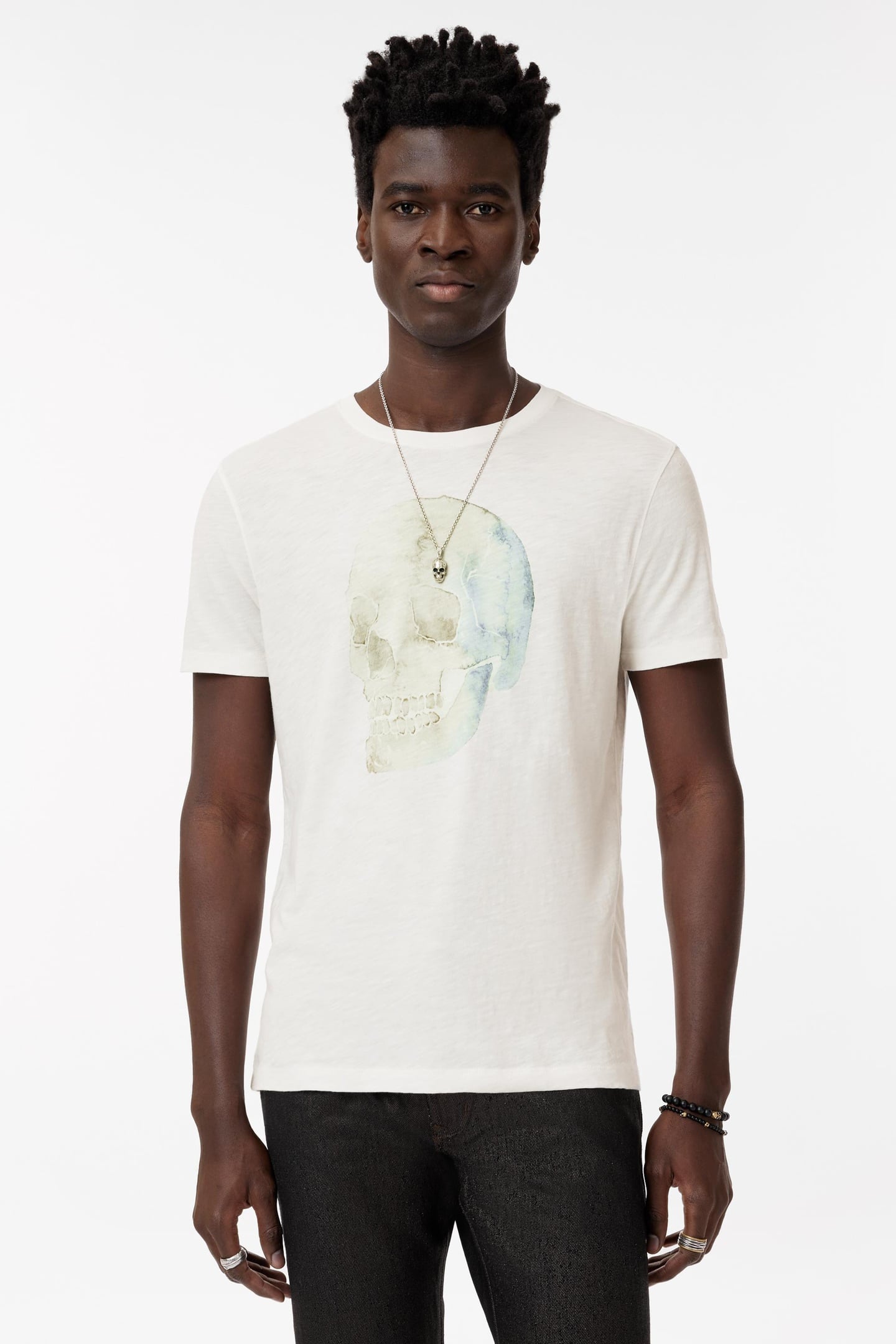SS CREW TEE - WATERCOLOR SKULL SALT 1