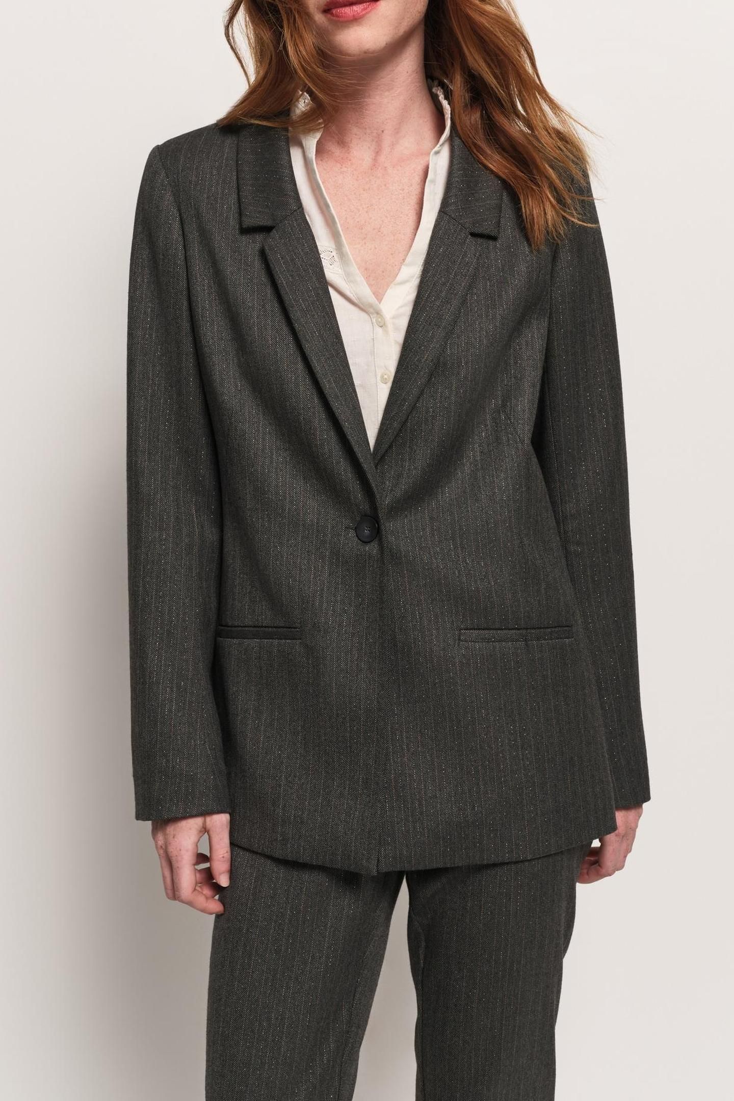 VANITY - GREY SUIT JACKET WITH LUREX STRIPES 1