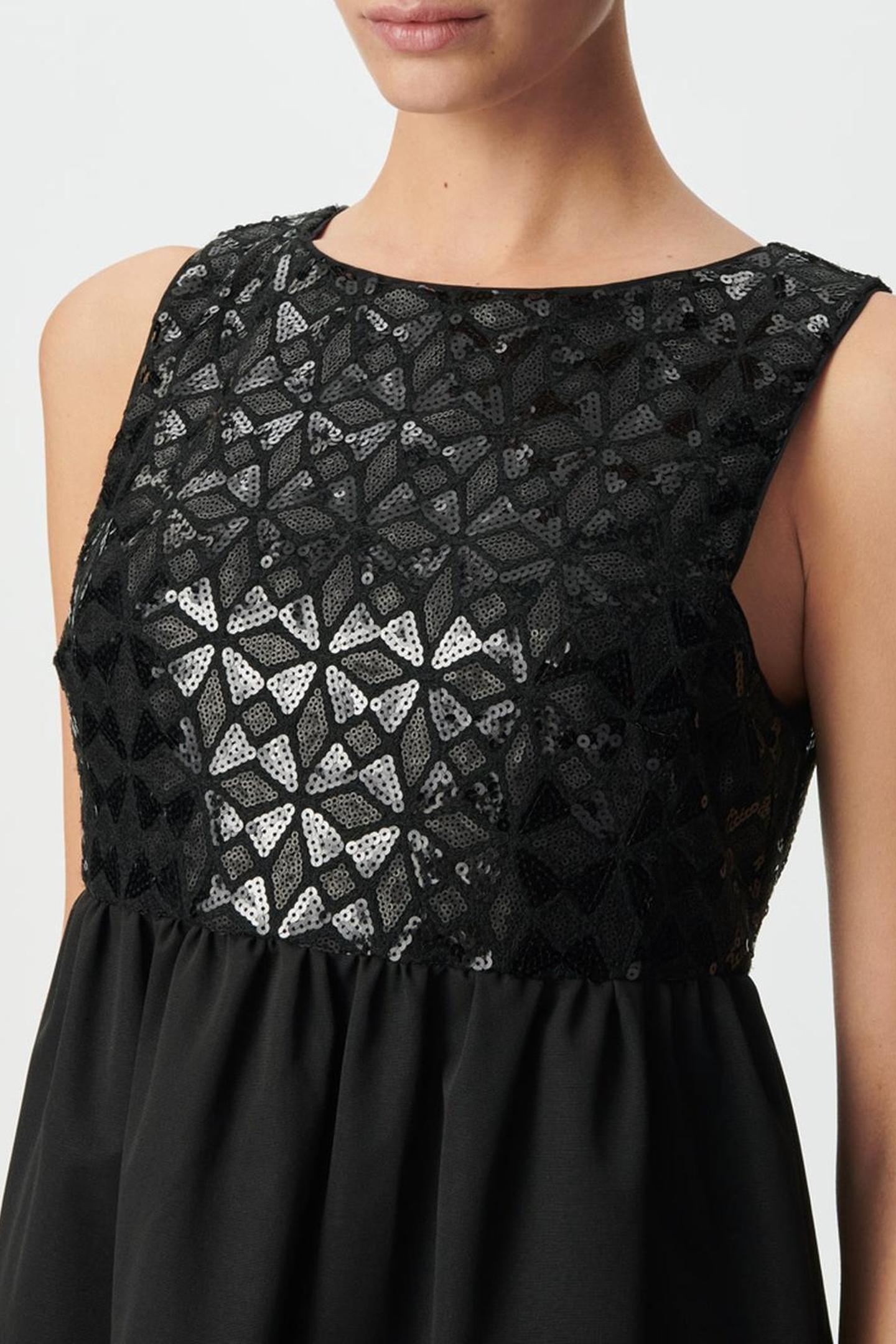 BLACK DRESS WITH GRAPHIC SEQUIN EMBROIDERY 7