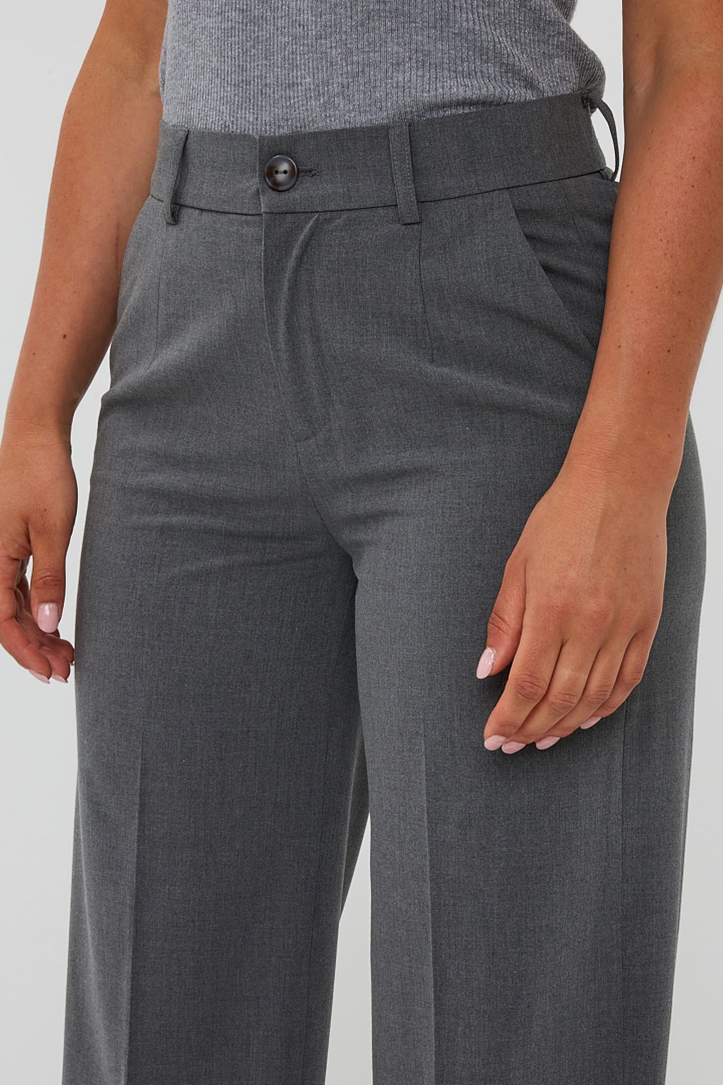 TROUSERS WIDE LEG ELASTIC MELANGE GREY MELANGE 8