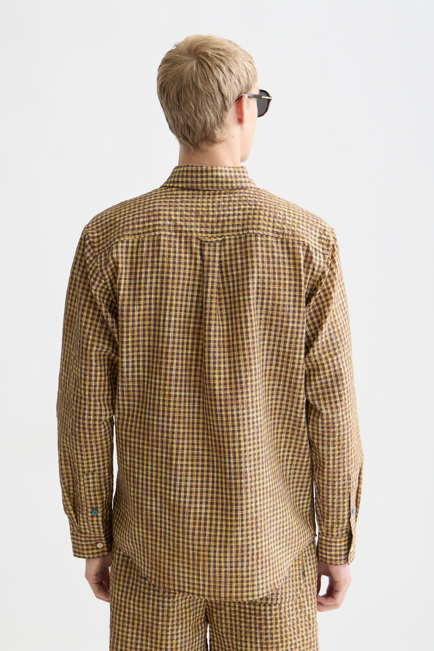 SEERSUCKER MICRO CHECK RELAXEDFIT SHIRT MEDIUM BROWN 2