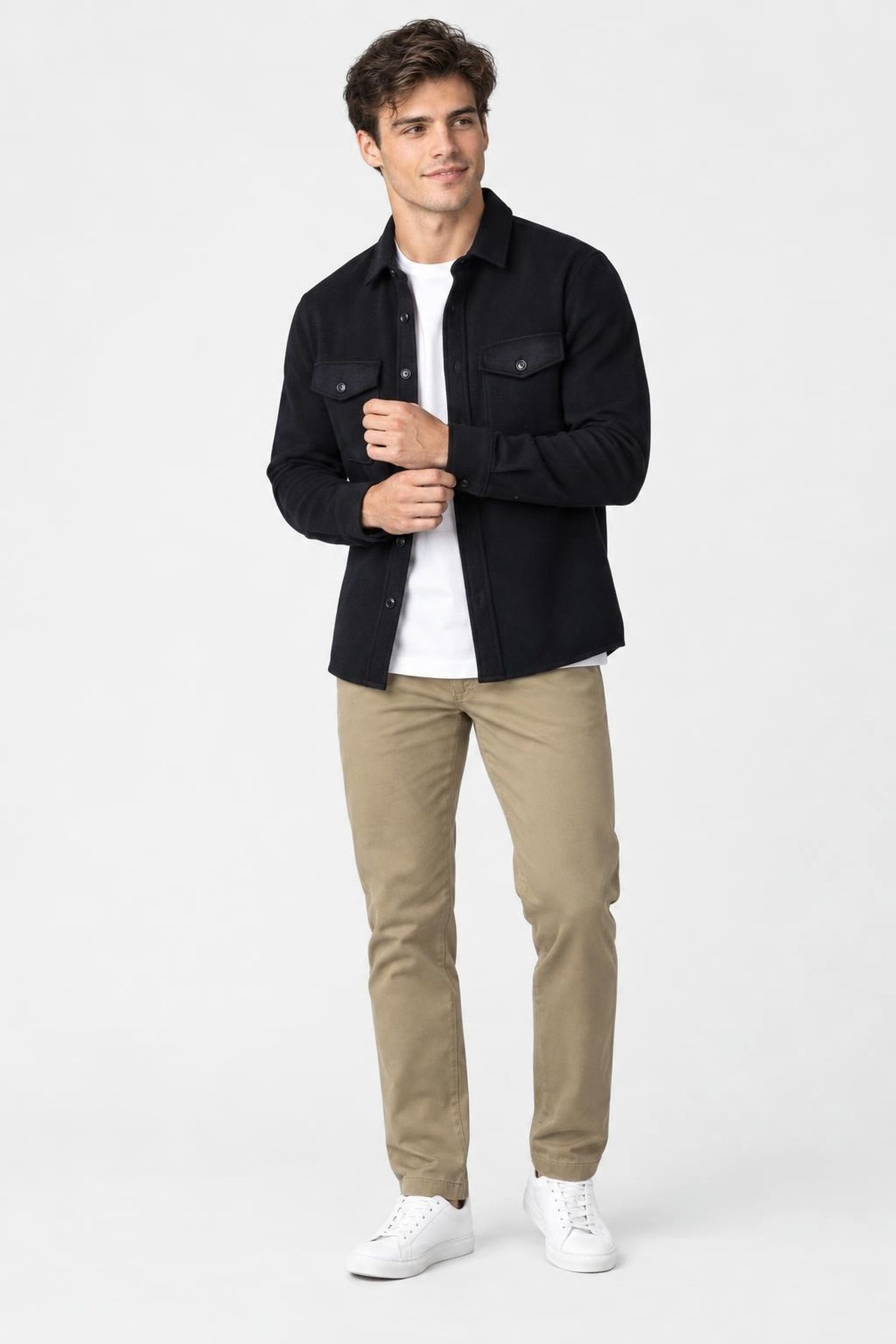 WOOL LOOK OVERSHIRT NAVY 1