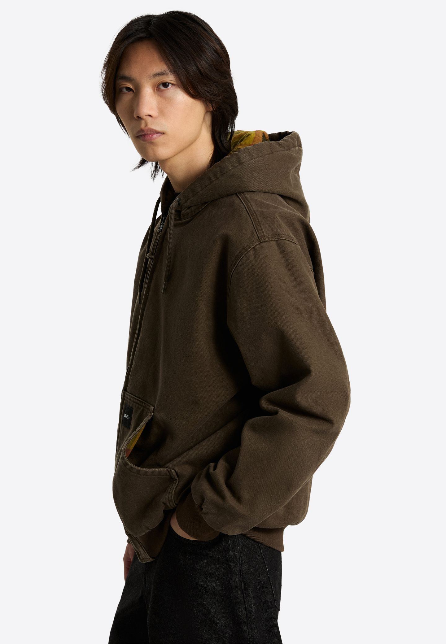 ELI WORKWEAR CANVAS FULL ZIP JACKET COAL BROWN 2
