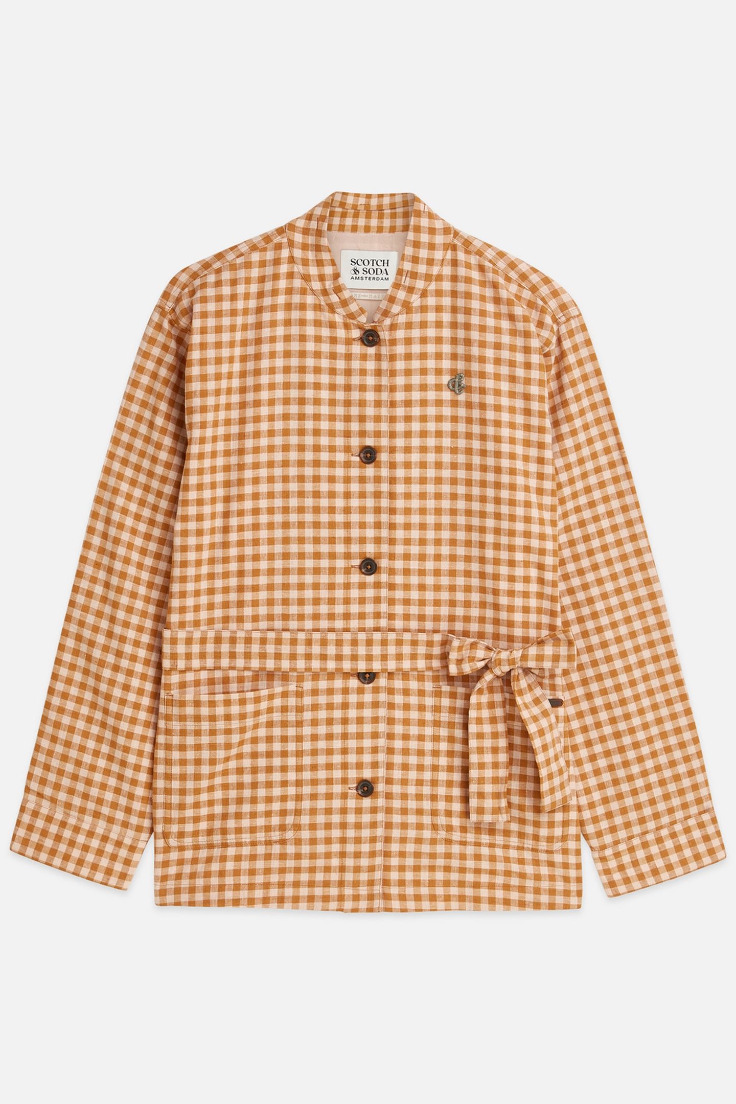 LINEN BLEND GINGHAM BELTED BLAZER ROSE DUST 1