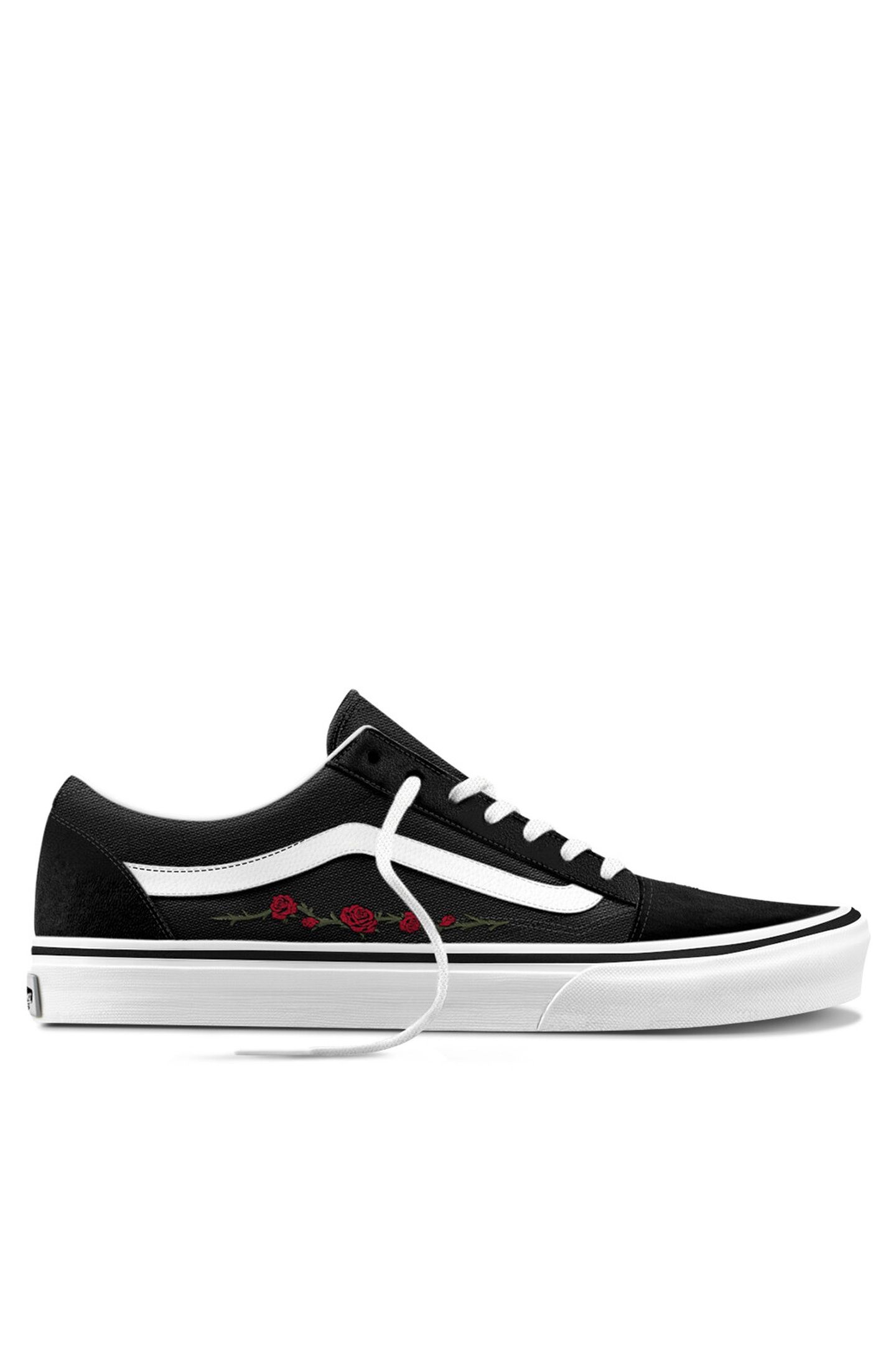 UNISEX OLD SKOOL ROSE EMBROIDERY BLACK/RED 1