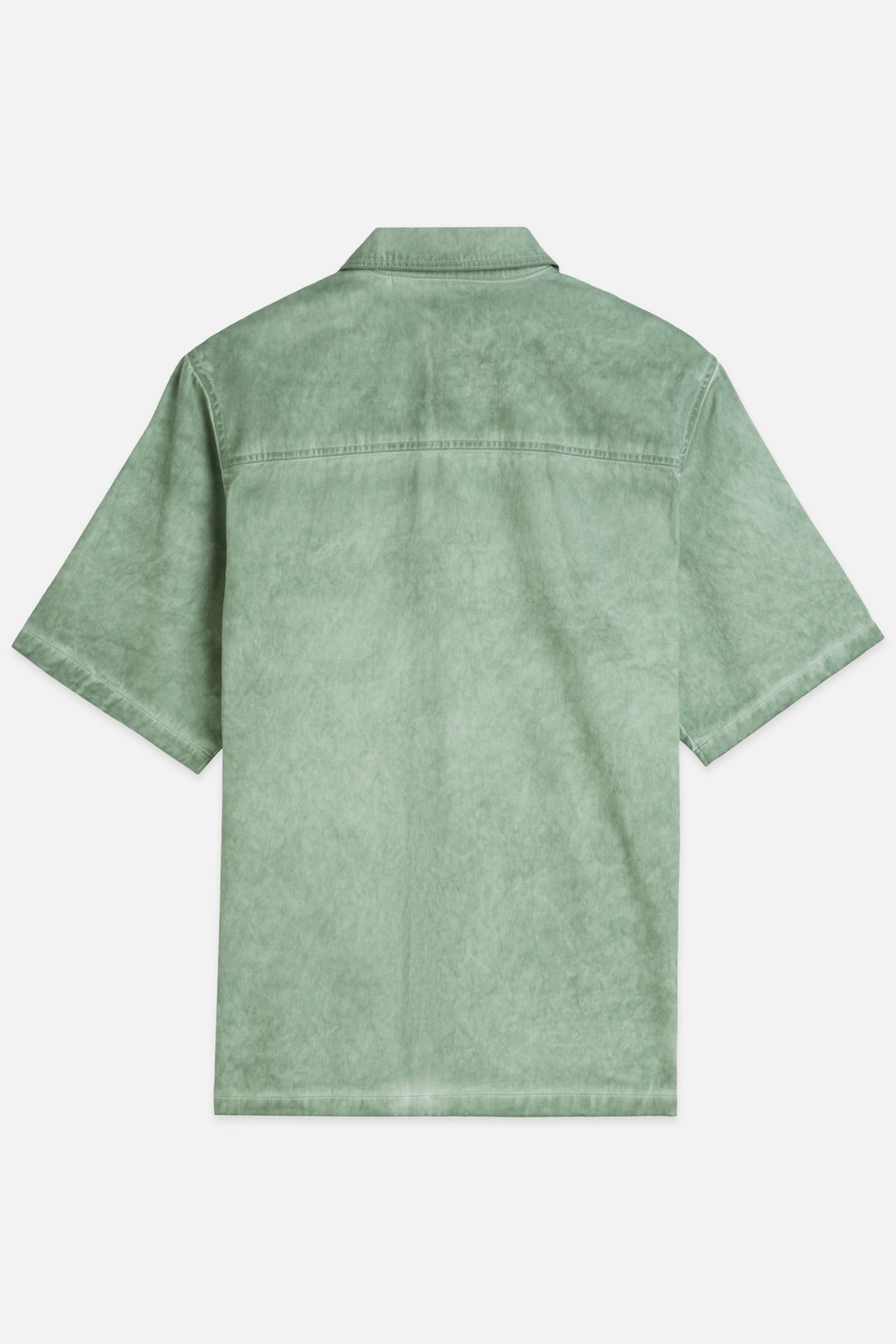 WASHED COTTON RELAXEDFIT SHORTSLEEVED SHIRT DARK GREEN 2