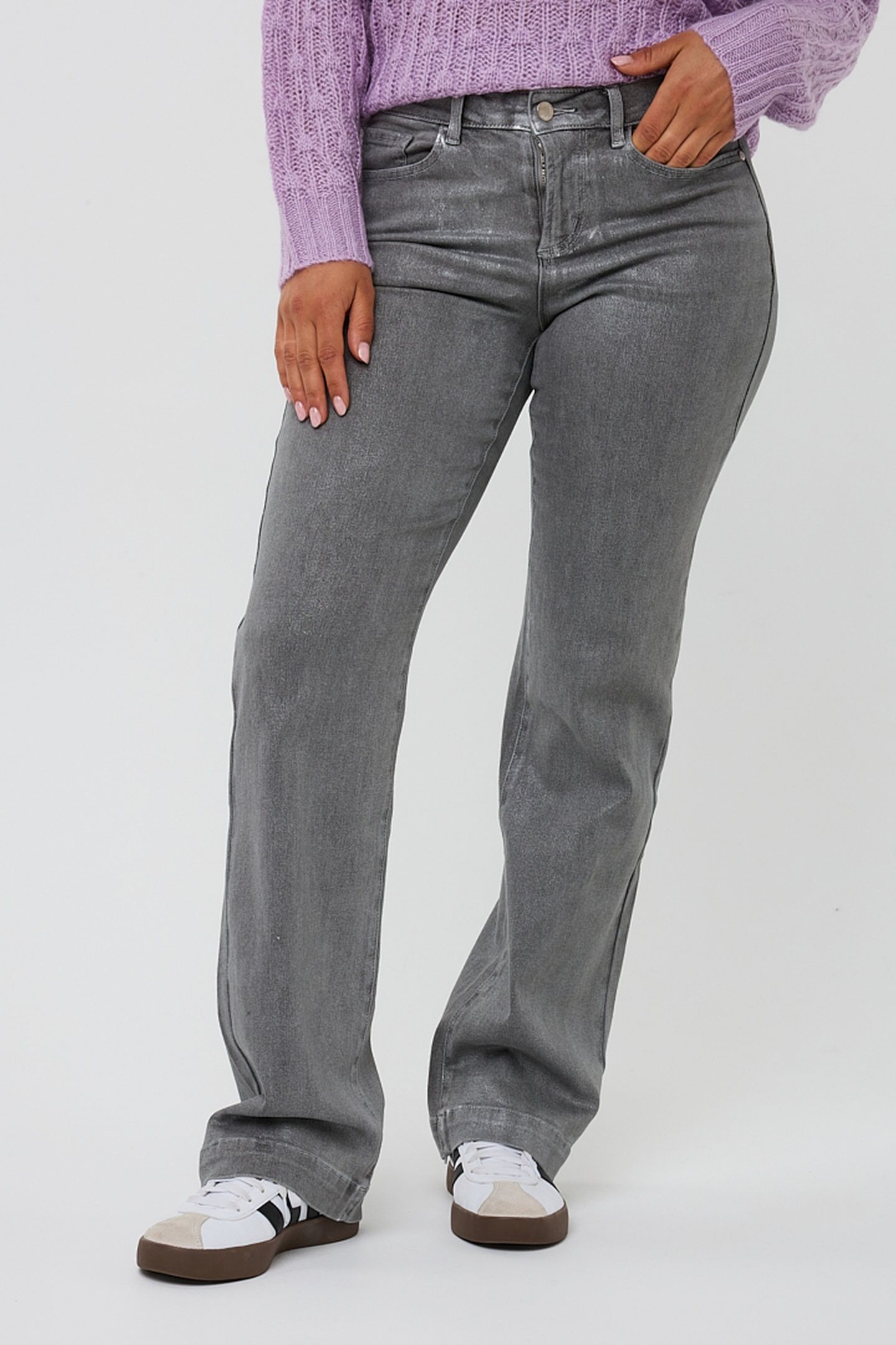 TROUSERS STRAIGHT METALLIC GREY 1