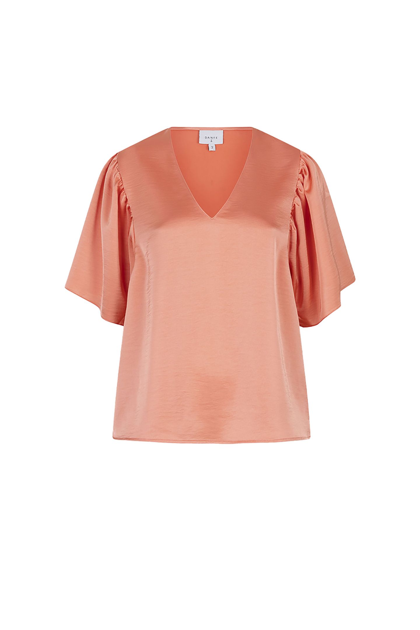 ARVI SATIN BUTTERFLY SLEEVE TOP RADIANT APRICOT 3