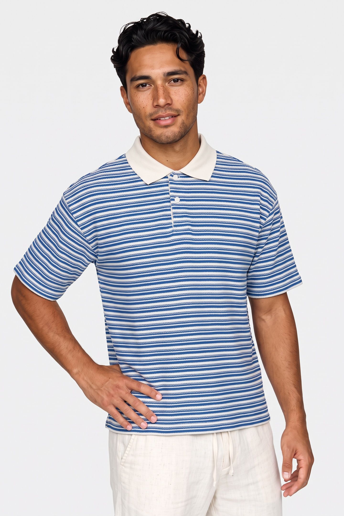UNISEX POLO RUBEN BLUE/WHITE 3