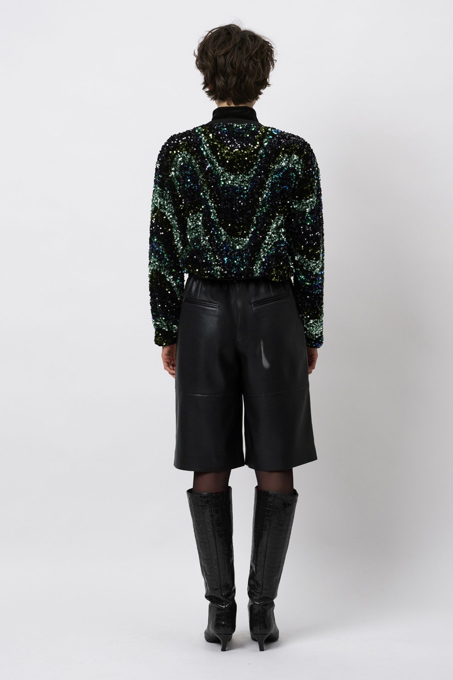 LIZY SEQUINS TOP BOTTLE GREEN 3