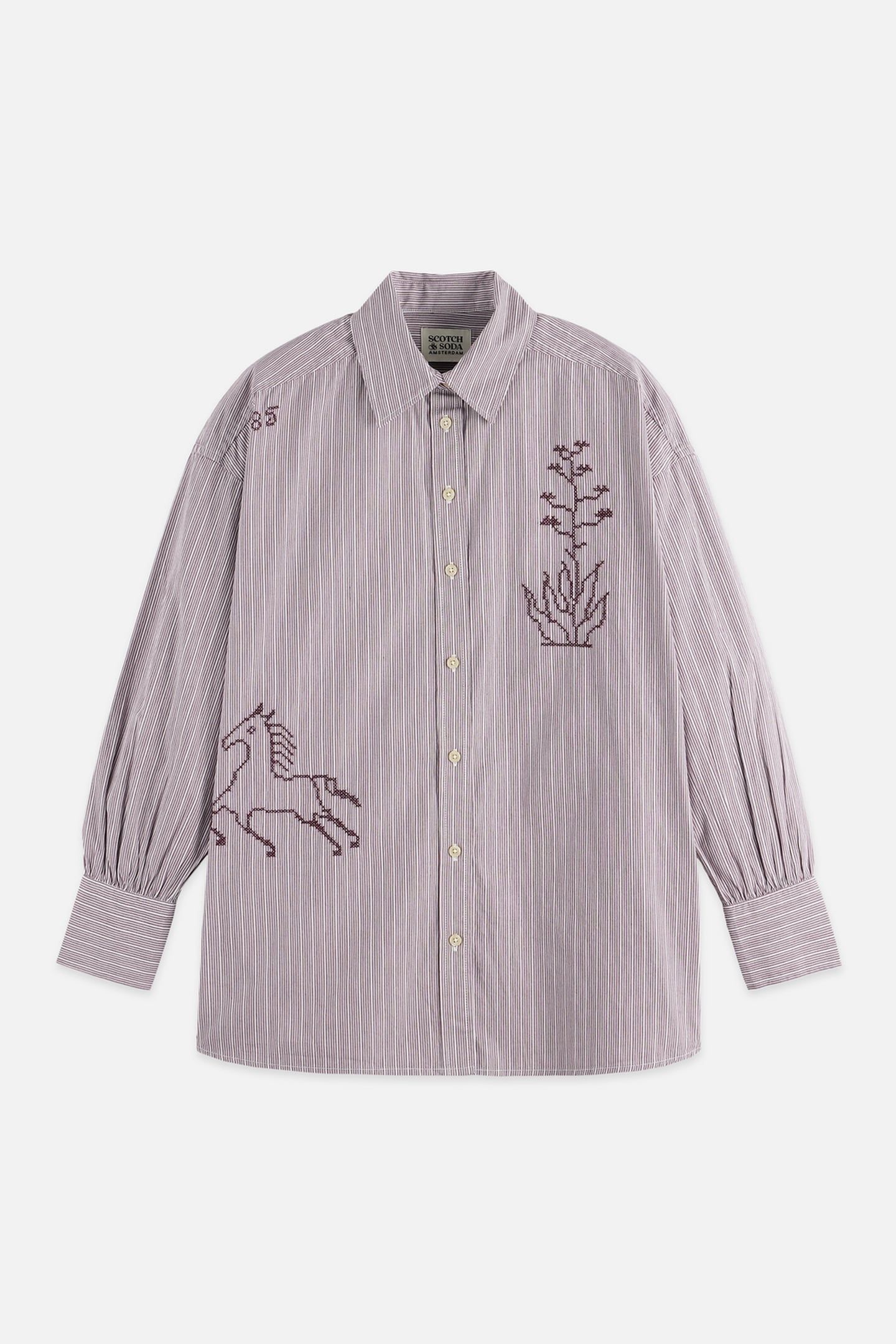 EMBROIDERY GIRLFRIEND SHIRT FIG STRIPE 1