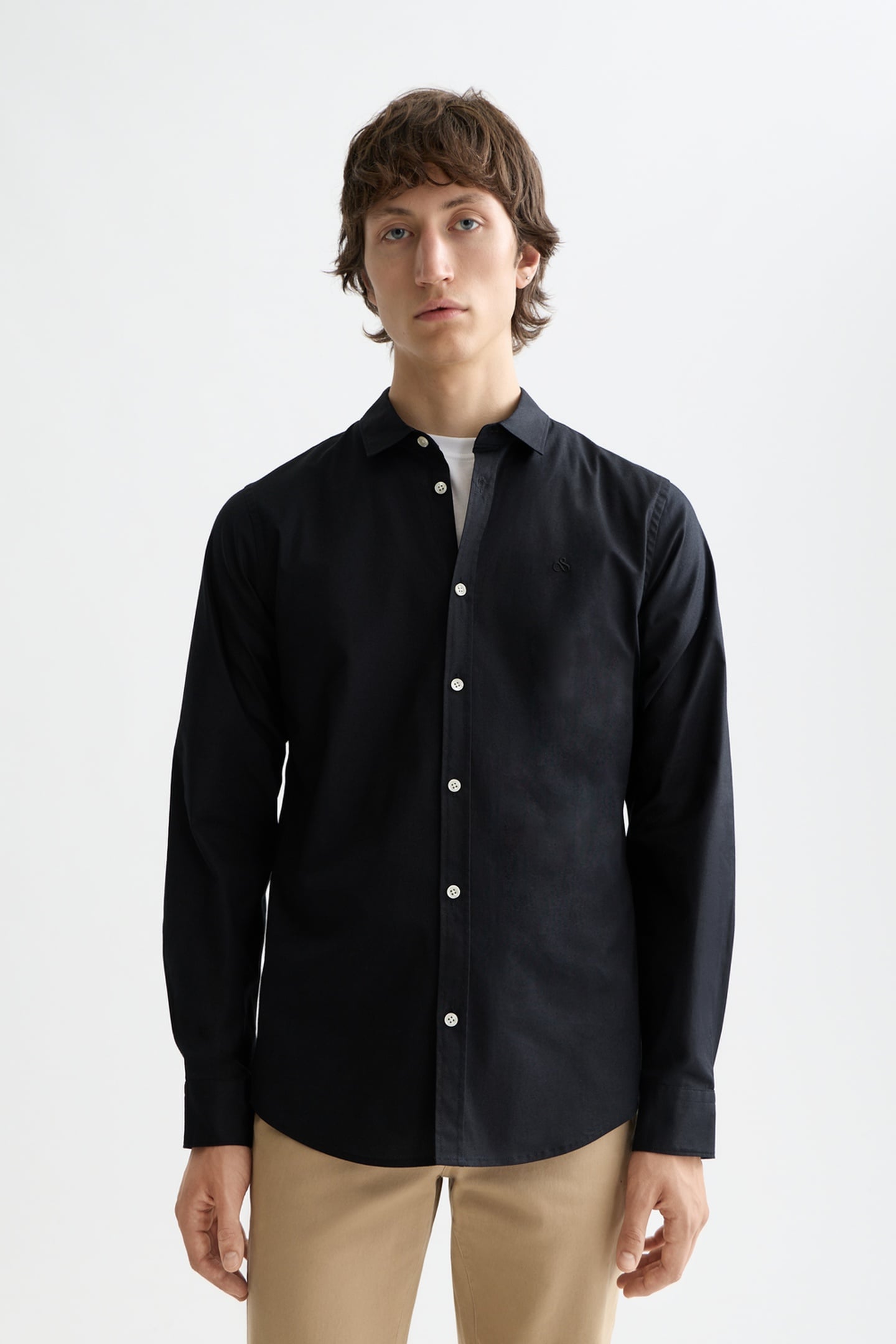 COTTON POPLIN SLIM-FIT SHIRT BLACK 1