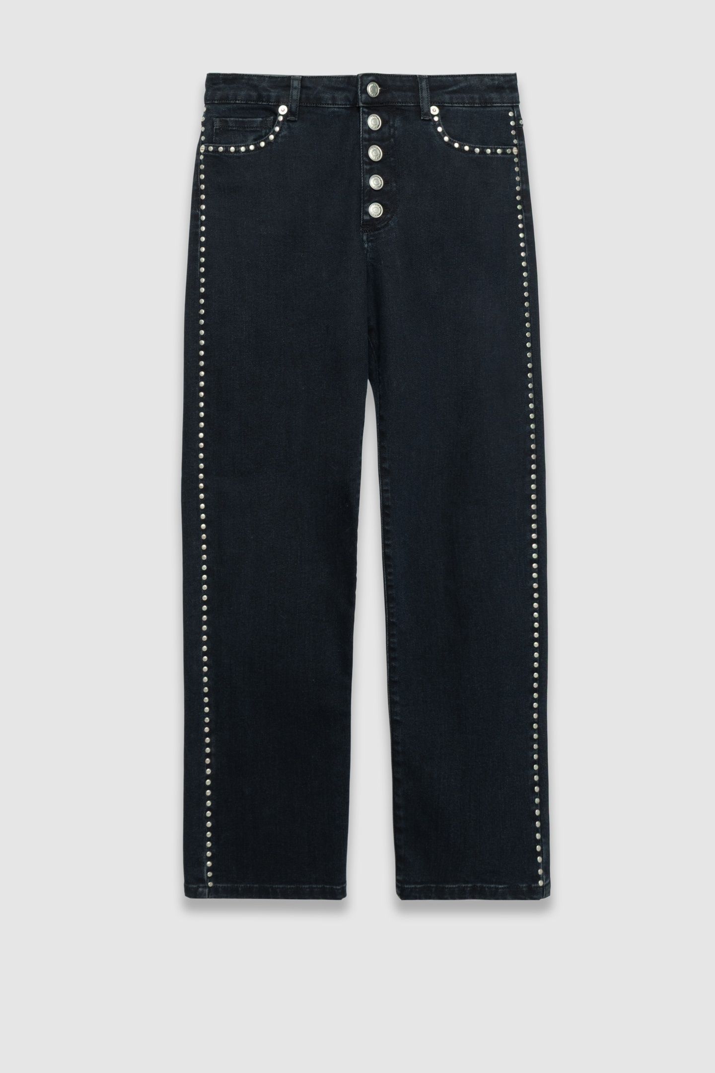 NAVY STUDDED CROPPED STRAIGHT JEANS 5