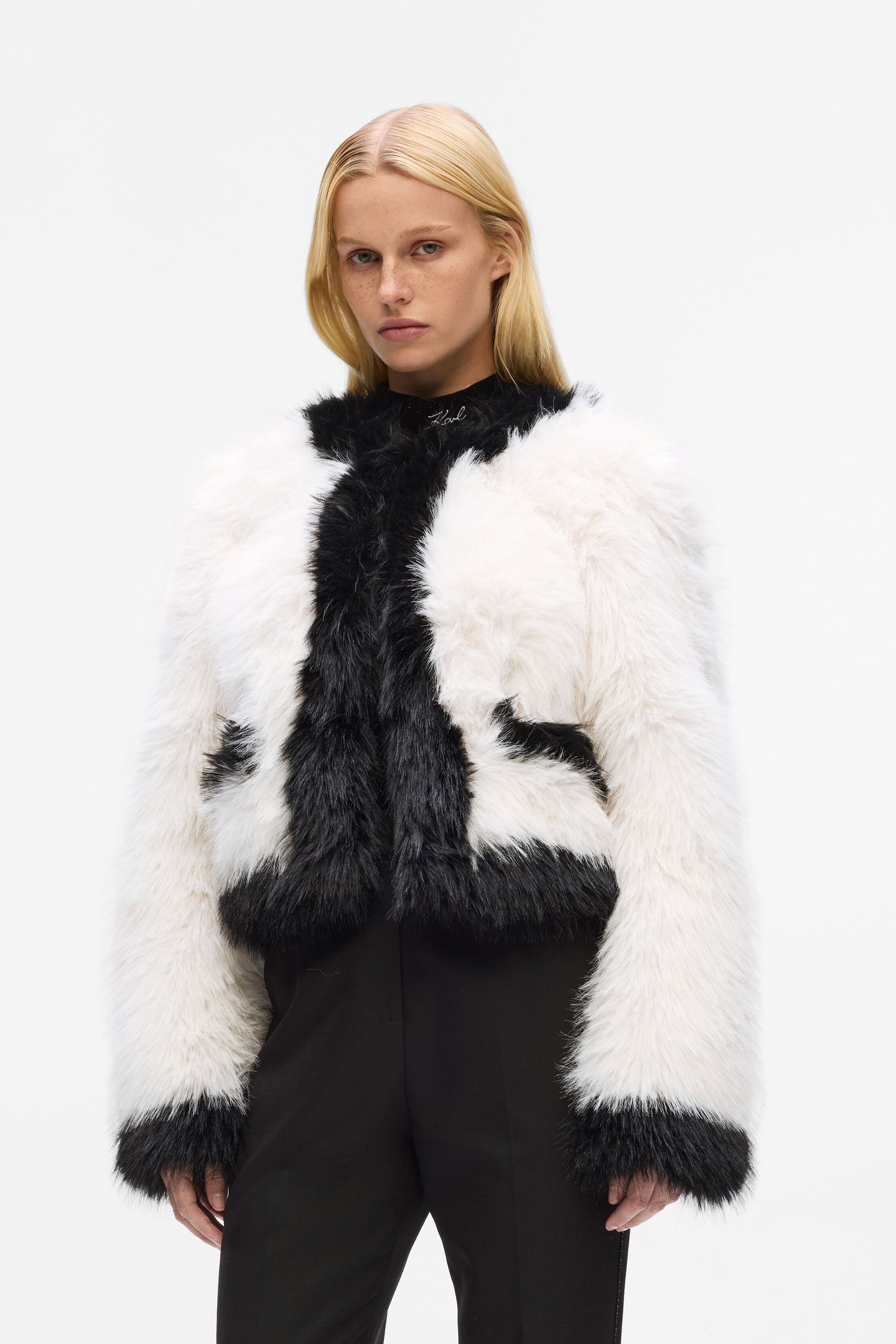 FAUX FUR JACKET WHITE/BLACK 1
