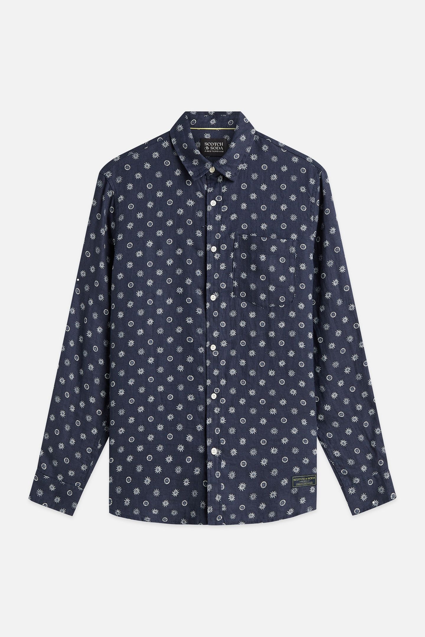 PRINTED LINEN REGULAR-FIT SHIRT NAVY 4