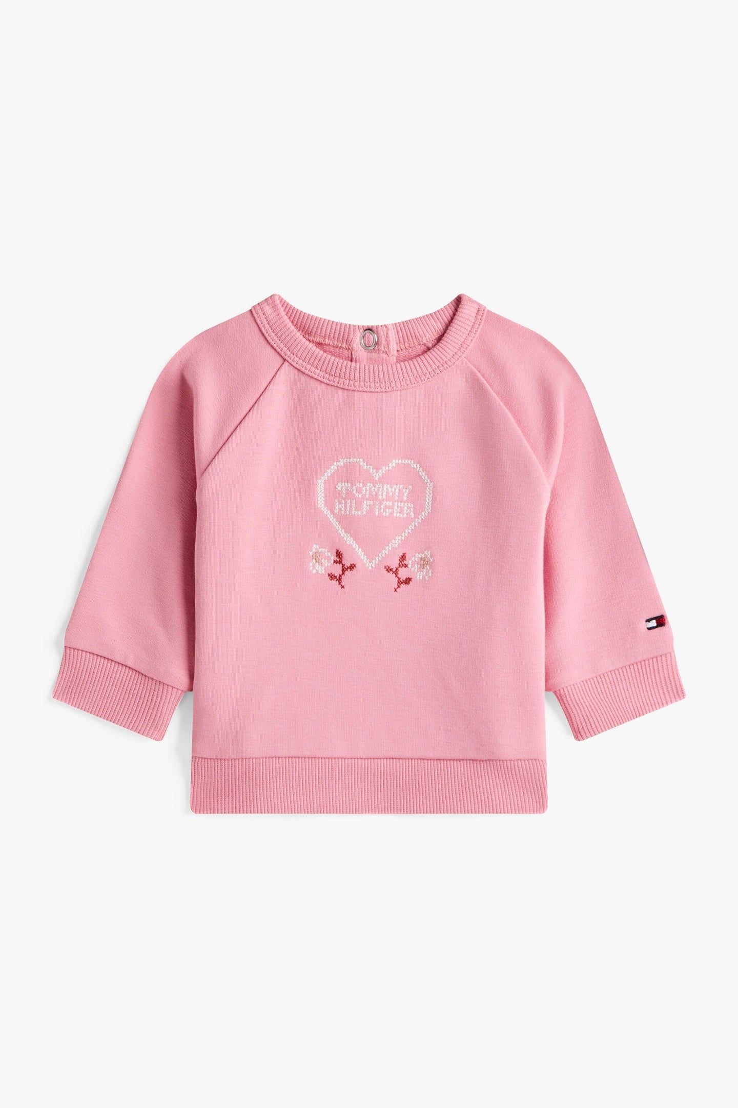NEWBORN HEART EMBROIDERED SWEATSHIRT MYSTIC PINK 1
