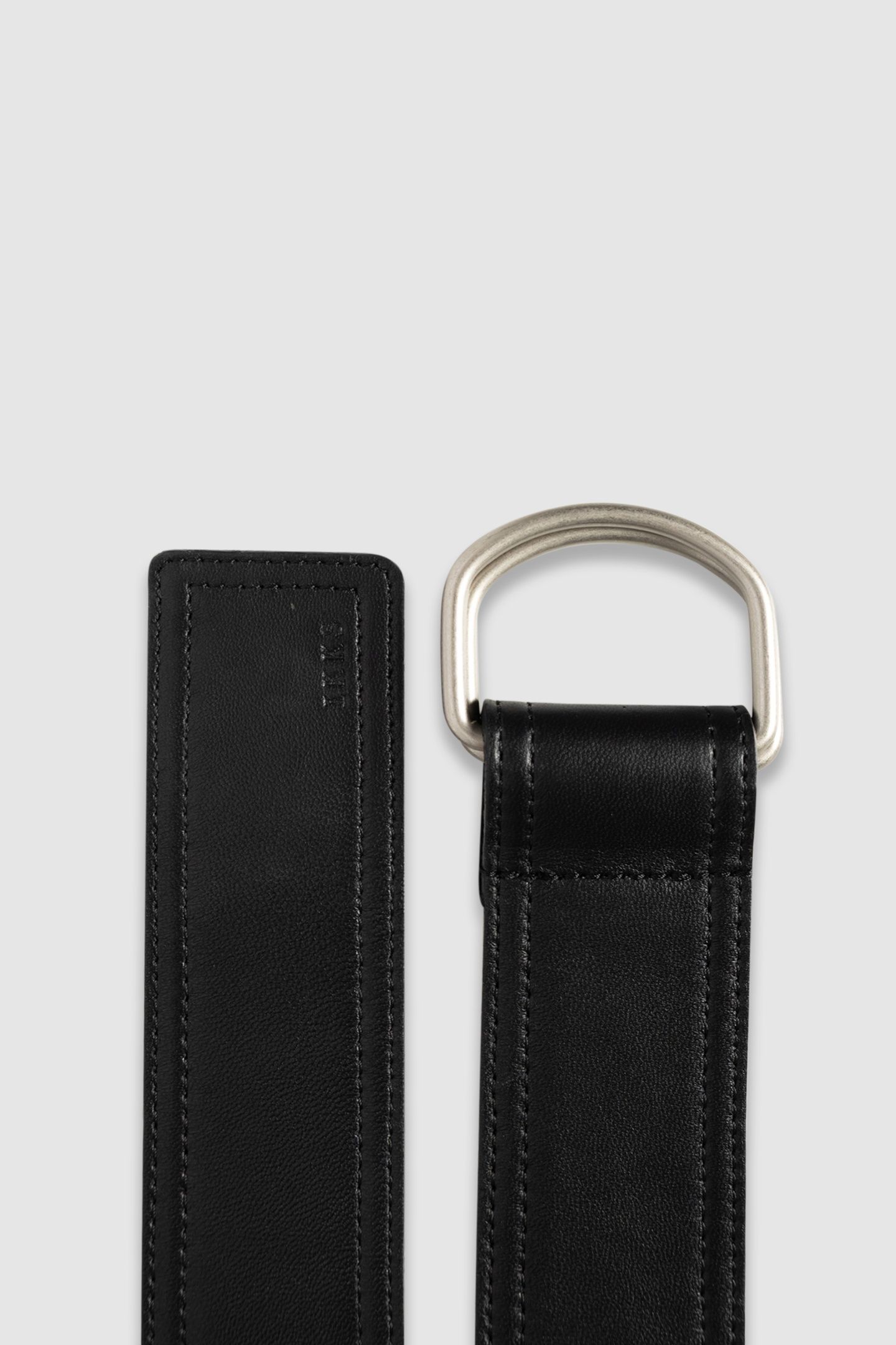 BLACK LEATHER DRESS BELT WITH DOUBLE RINGS 3
