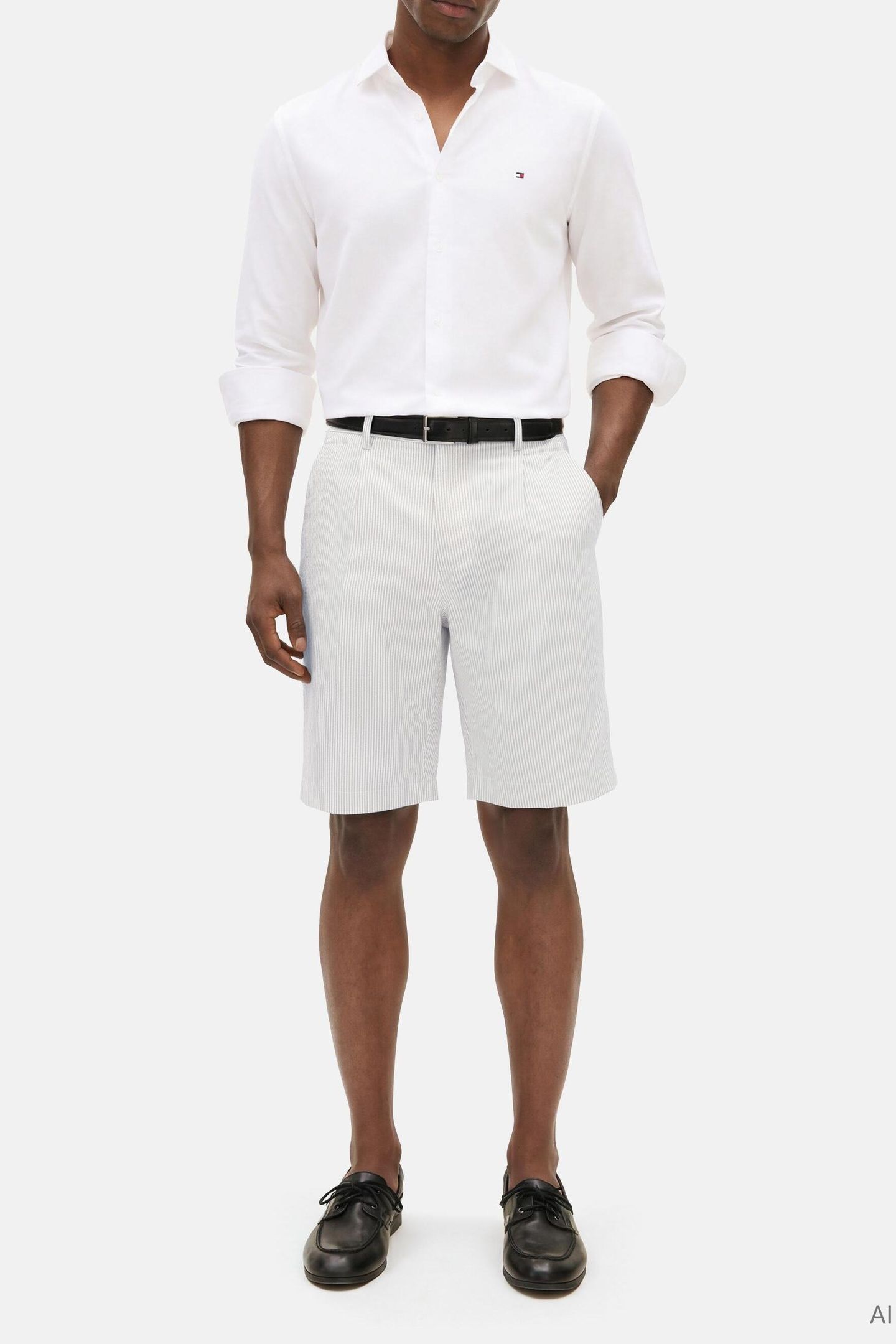 DC SEERSUCKER SHORTS WHITE/BLACK STRIPE 2