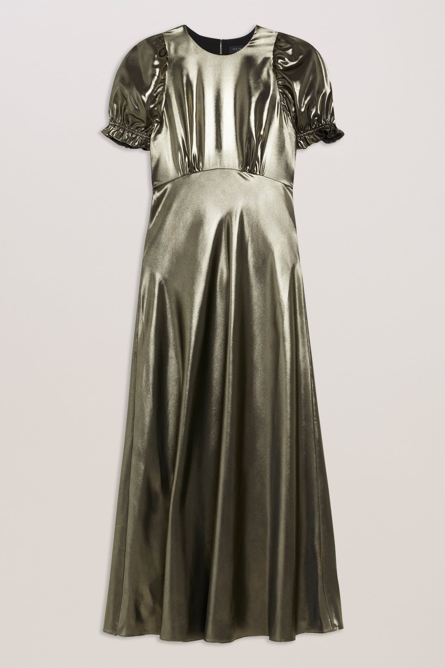 NUEL METALLIC PUFF SLEEVE MAXI DRESS GOLD 3