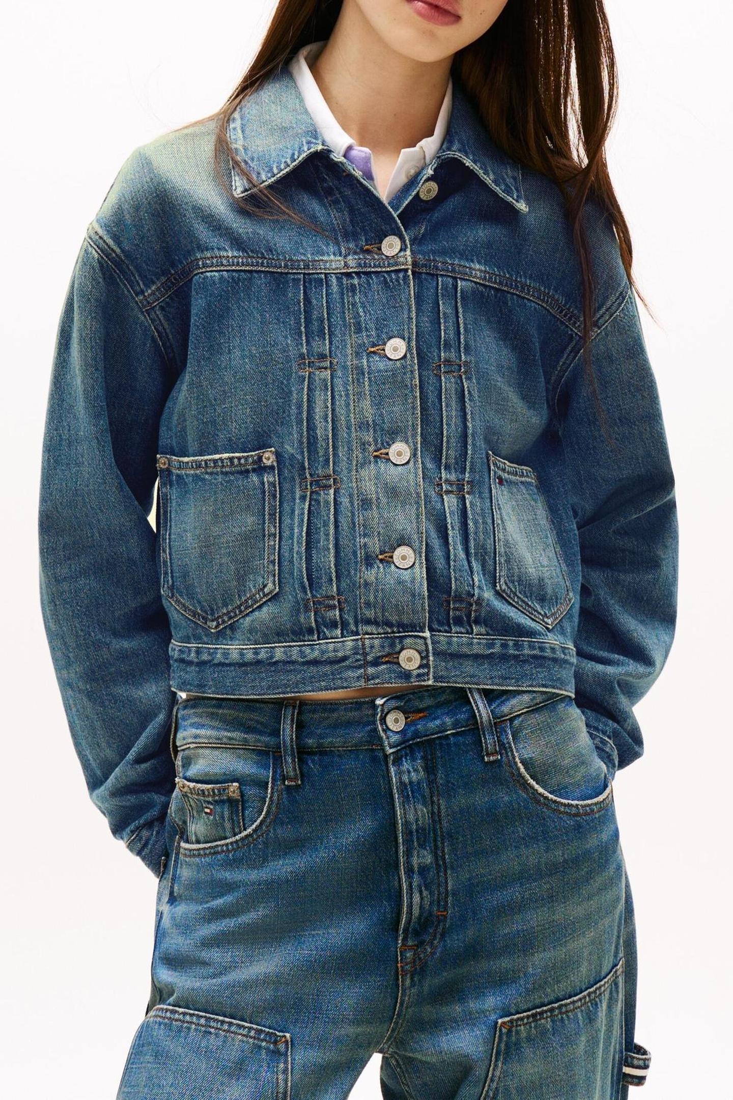 PLEATED TRUCKER JACKET DENIM MEDIUM 3