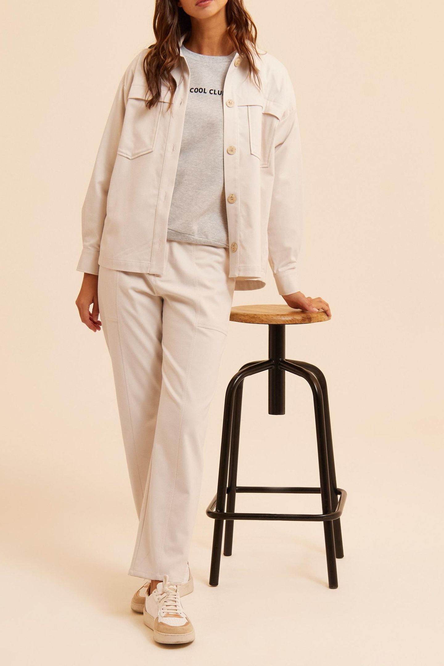 ECRU CARGO-STYLE STRAIGHT TROUSERS 5