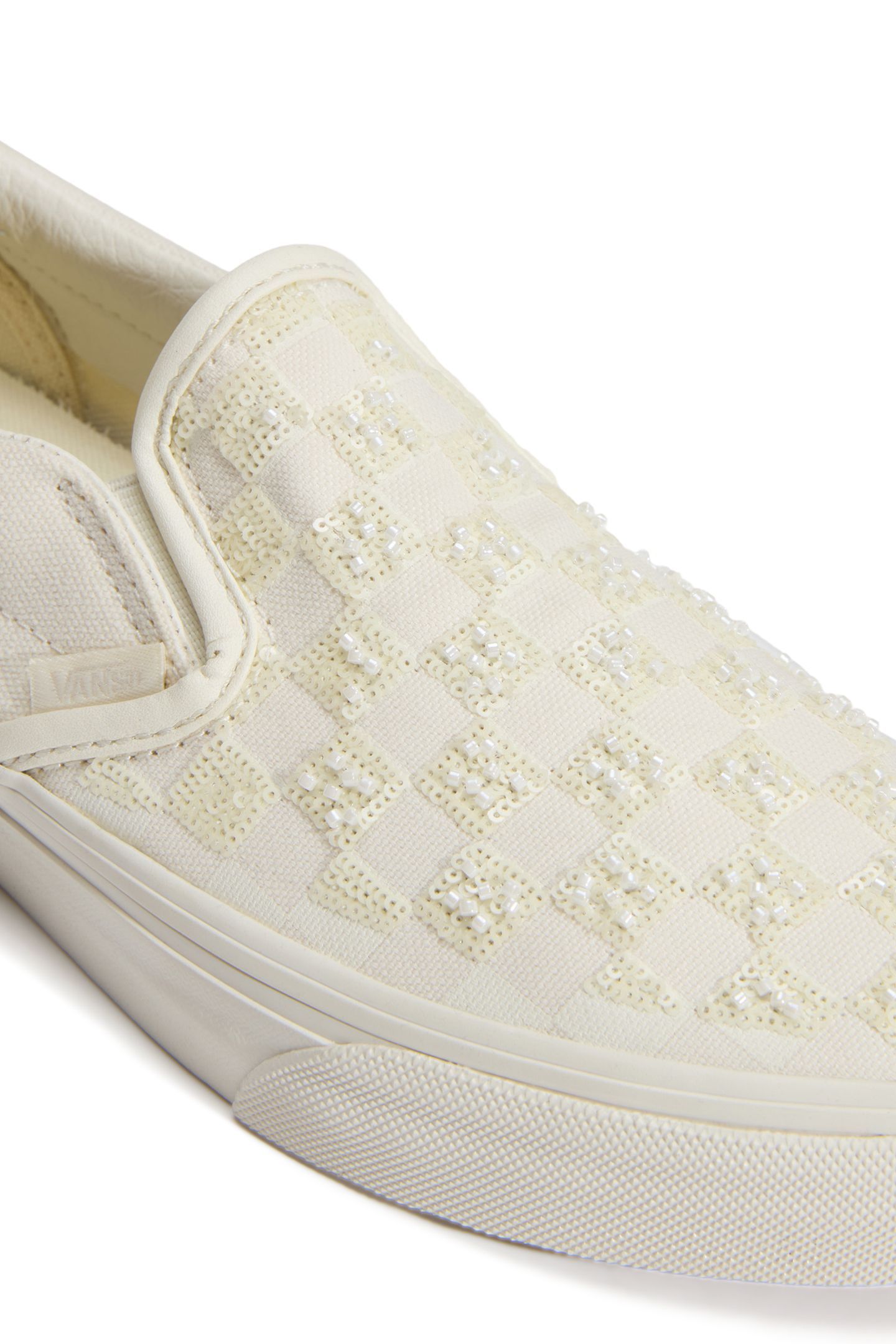 UNISEX CLASSIC SLIP-ON BEADED WHITE CHECKERBOARD 5