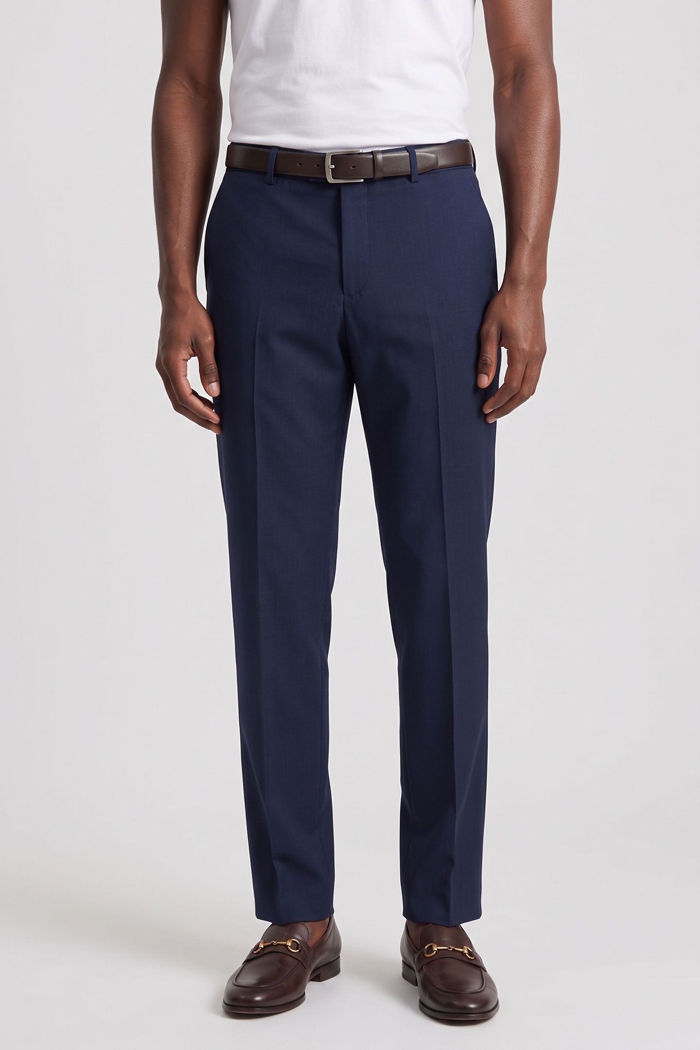 STRETCH WOOL REGULAR TROUSERS INK BLUE 1