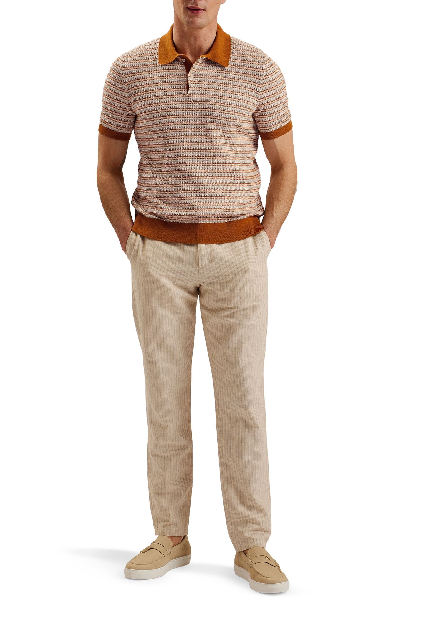 ATHER SS REGULAR TEXTURED STRIPE POLO ORANGE 4