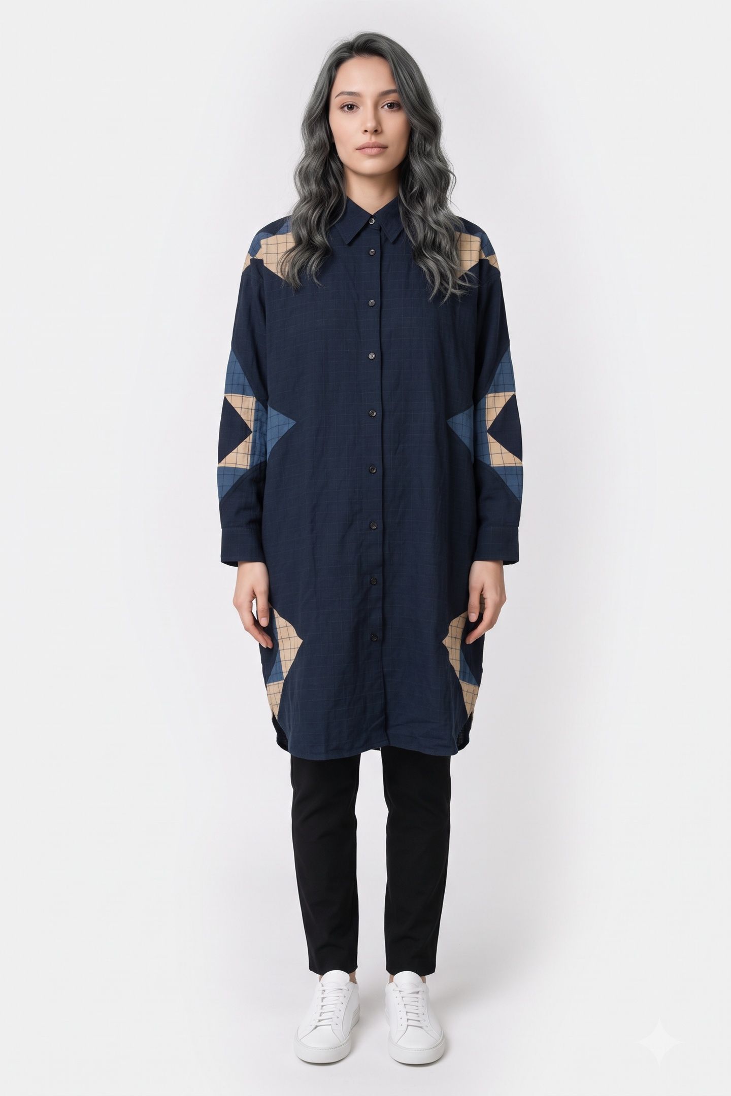 DRESS SHIRT PATCHWORK INDIGO 1