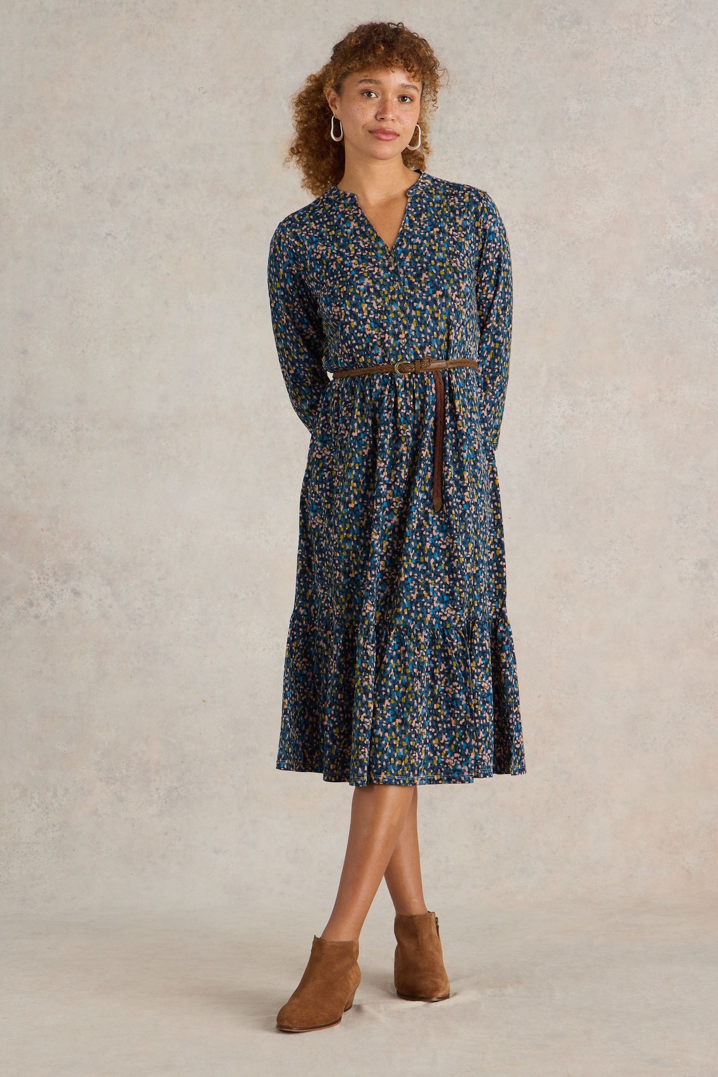 NAYA JERSEY DRESS NAVY MULTI 1