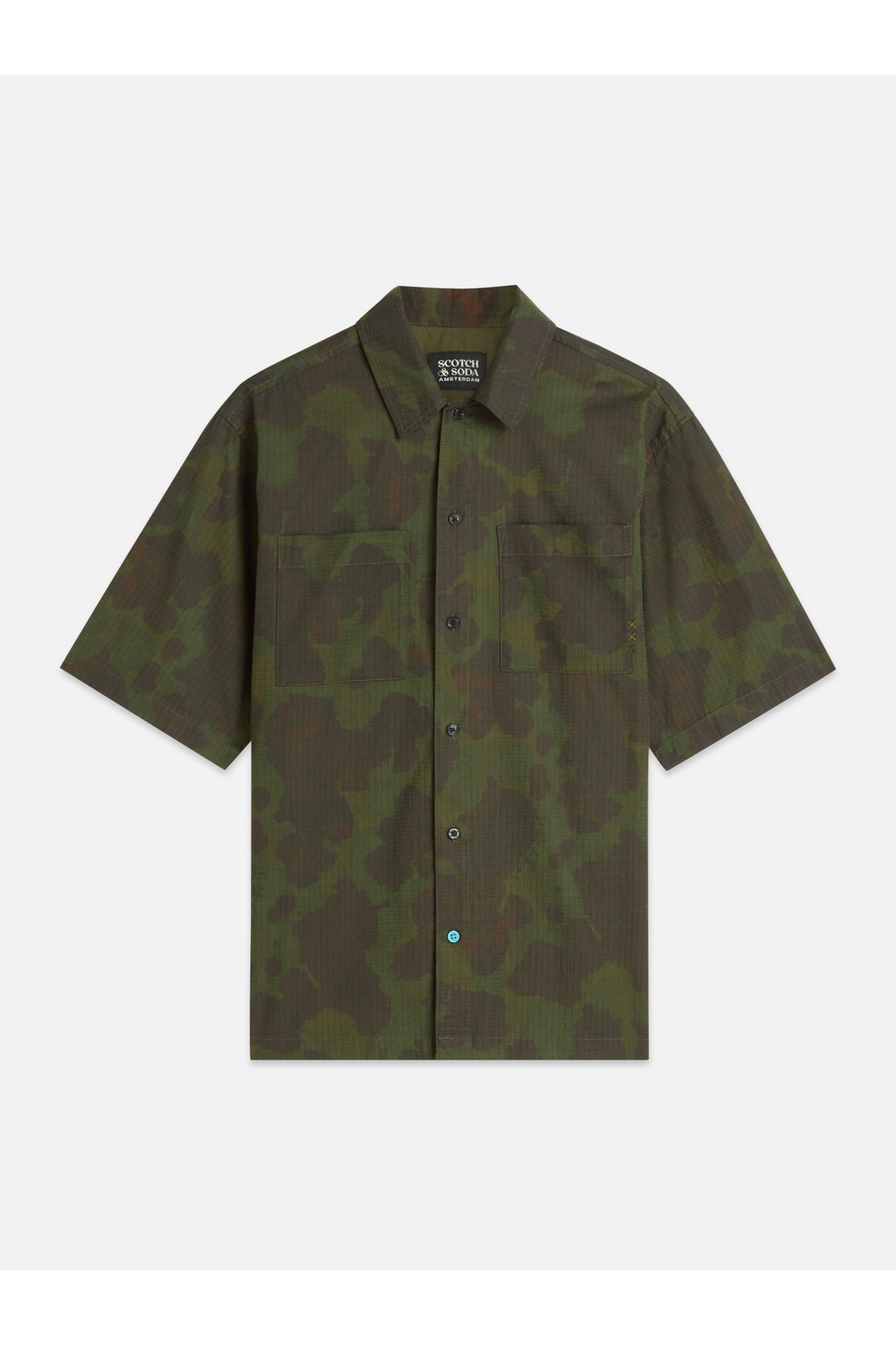 PRINTED COTTON RIPSTOP RELAXEDFIT SHORTSLEEVED SHIRT DARK GR 1