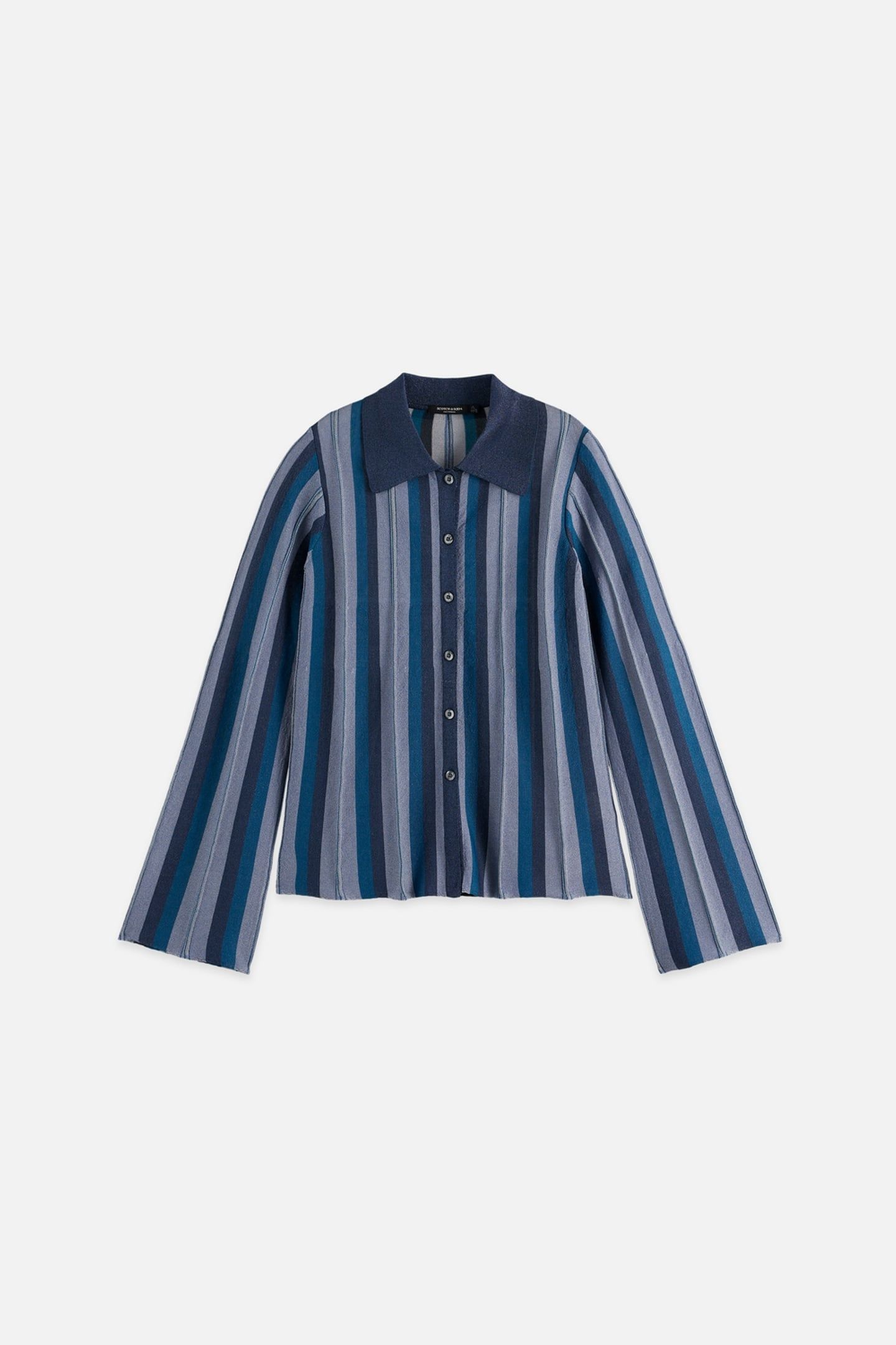 PLEATED STRIPE COLLARED CARDIGAN CARBON 4