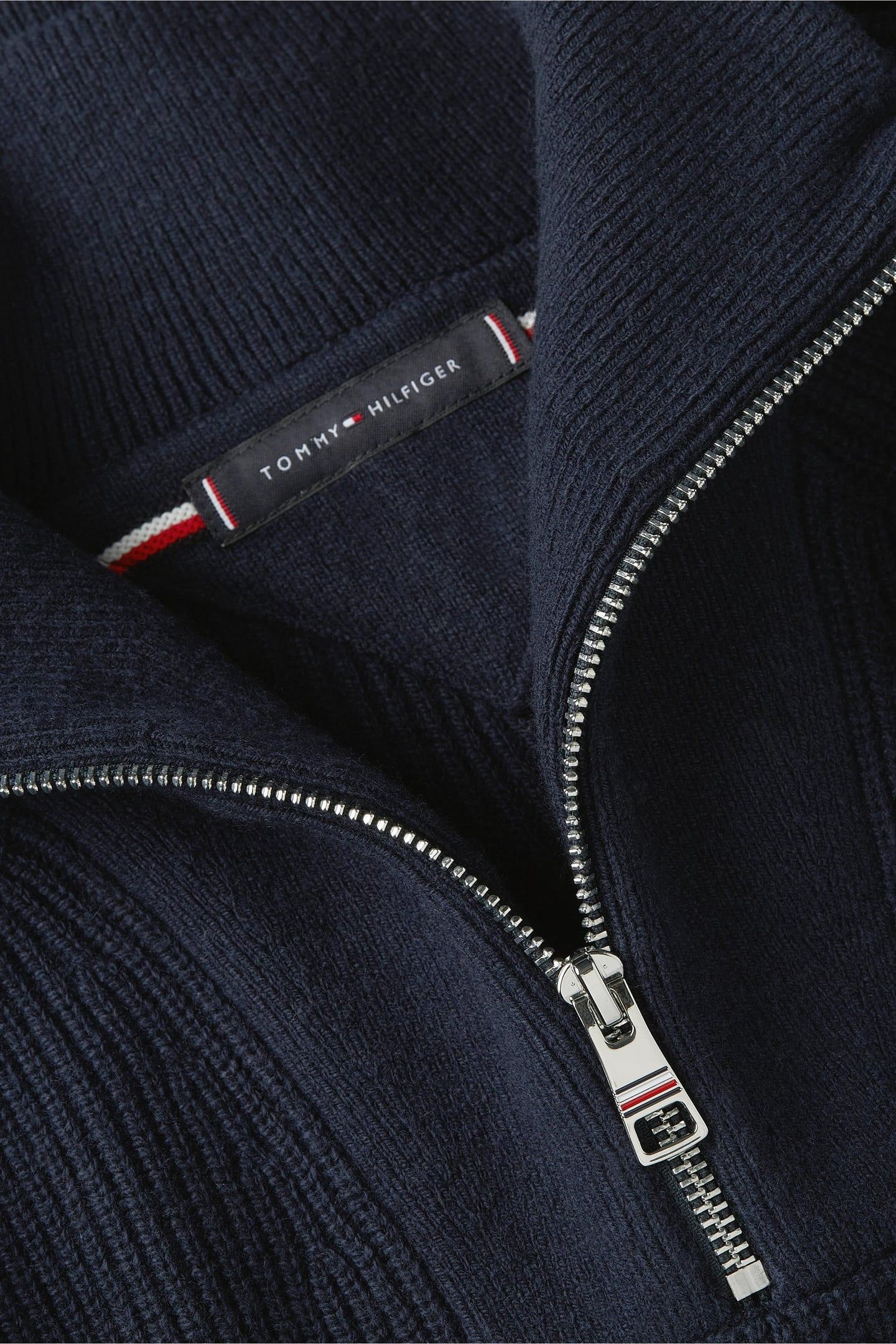 FISHERMAN RIB ZIP MOCK DARK NIGHT NAVY 8