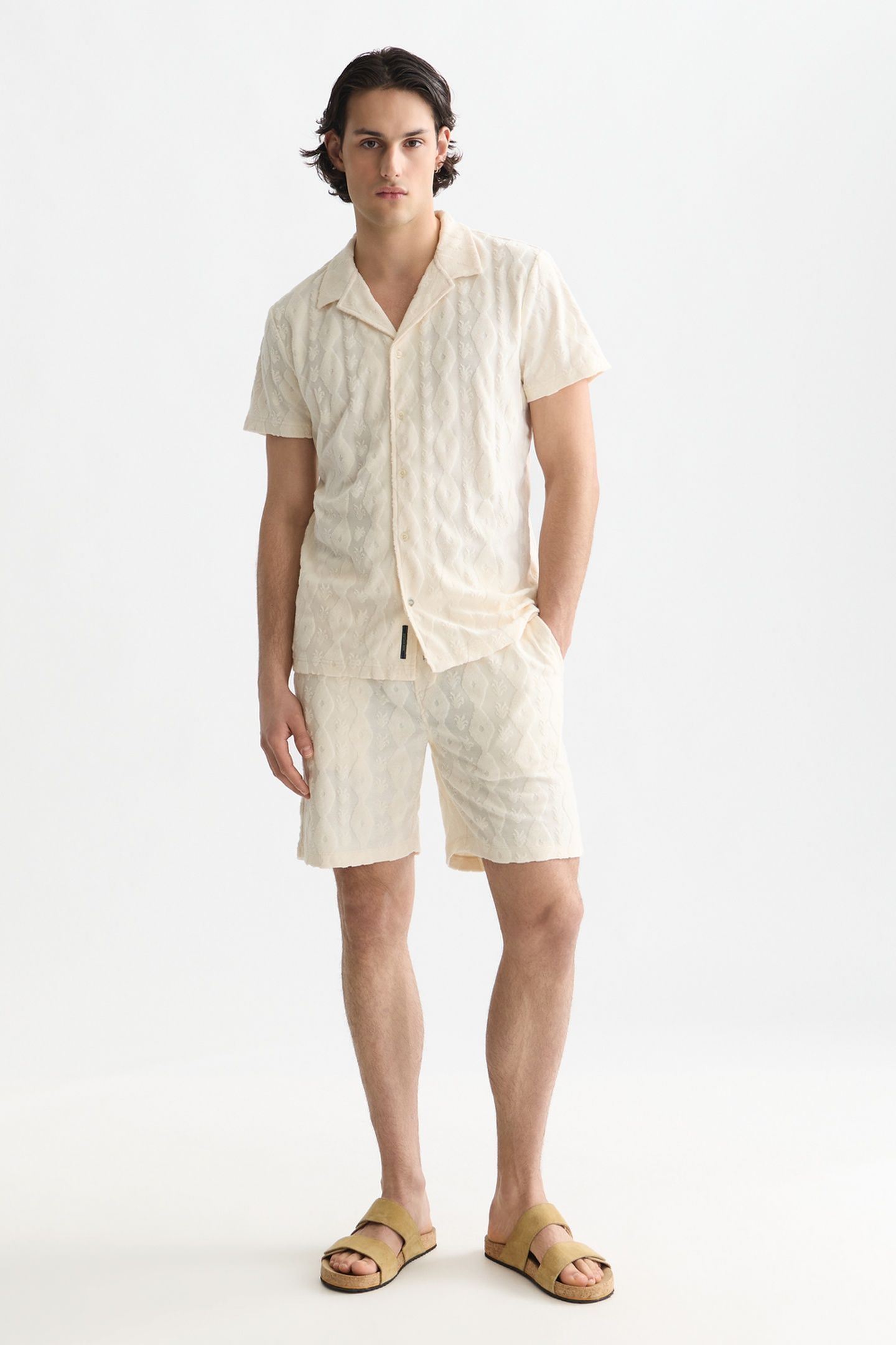 TERRY JACQUARD REGULAR-FIT SHORT-SLEEVED SHIRT WHITE TRADITI 3